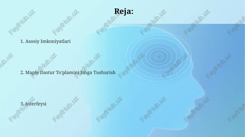 ish va yordam dastur ichidagi batafsil qo'llanma va 100 dan ziyod video darsliklar muammolarni mustaqil hal qilishga yordam beradi. foydalanuvchilarga 24/7 texnik yordam va qo'llab-quvvatlash xizmati taqdim etiladi, bu esa muammolarni tez va samarali hal qilish imkonini beradi. maple dasturiy to'plamining 30 dan ortiq muammoni bartaraf etish uchun maxsus funksiyalari mavjud bo'lib, ularning har biri o'ziga xos algoritmlar va yondashuvlarga ega. maple dastur to'plamini ishga tushurish maple dastur to'plamining ishga tushirish vaqti tizim xususiyatlariga qarab, o'rtacha 5 dan 15 sekundgacha o'zgarib turadi. dasturning asosiy interfeysi 2560x1440 pikselgacha bo'lgan yuqori aniqlikdagi displeyni qo'llab-quvvatlaydi va foydalanuvchilarga 3d grafikalarni interaktiv ravishda tahlil qilish imkoniyatini beradi. maple dastur to'plamini ishga tushirish uchun 10 dan ortiq turli usullar mavjud, jumladan, ikkilik fayllarni ochish yoki buyruq satridan foydalanish orqali. asboblar paneli va uning vazifalari asboblar paneli 7 ta asosiy vositani, jumladan, faylni ochish/saqlash, tahrirlash, ko'rish va chizish vositalarini o'z ichiga oladi, bu esa foydalanuvchilarga 3d modellashtirishda …