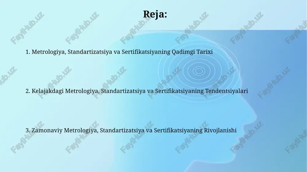 tirish ba’zi hunarmandchilik sohalarida, masalan, toʻqimachilikda, ipning qalinligi va matoning kengligi kabi parametrlarni nazorat qilish uchun sodda, ammo samarali standartlar qoʻllanilgan, bu sifat nazoratini ta’minlagan. oʻrta asrlarda, ayniqsa, yirik qurilish loyihalarida (masalan, masjidlar, saroylar) standartlashtirilgan oʻlchov birliklari, taxminan 1-2 sm aniqlikdagi gʻishtlar va tosh bloklarning oʻlchamlarini belgilash uchun qoʻllanilgan. metrologiyaning qadimgi tarixi bobil tsivilizatsiyasi (miloddan avvalgi 2000 yillar) o'lchov tizimlarini rivojlantirishda muhim rol o'ynagan, ularning og'irlik va hajm birliklari savdo va iqtisodiyotda muhim ahamiyat kasb etgan. qadimgi misrda, taxminan 3000 yil avval, uzunlik o'lchovi sifatida "qiyol" deb ataluvchi standart birlik qo'llanilgan bo'lib, bu davr me'morchiligi va qurilishida aniq o'lchovlarning muhimligini ko'rsatadi. sertifikatlashtirish tizimining shakllanishi 19-asr oxiri va 20-asr boshlarida sanoat inqilobi tufayli sifatni nazorat qilish va mahsulotlarni sertifikatlashtirish tizimlari jadal rivojlana boshladi, milliy standartlar va muvofiqlik baholari paydo bo'ldi. iso 9000 standartlari to'plamining 1987 yilda joriy etilishi global miqyosda sifat menejmenti tizimlarini sertifikatlashtirish uchun bir xil yondashuvni shakllantirishga turtki berdi …