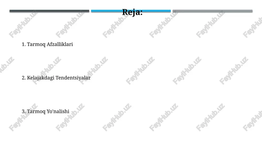 ish va biznes ehtiyojlariga qarab 3x tezroq shkalalash imkonini beradi. tarmoq infrastrukturasi katta hajmdagi ma'lumotlarni qayta ishlash uchun mo'ljallangan tarmoq infratuzilmasi kamida 1000 ta server va 1 petabaytdan ortiq saqlash hajmini o'z ichiga olishi mumkin. zamonaviy tarmoq infratuzilmasi virtualizatsiya texnologiyalarini, xususan, sdn (software defined networking) va nfv (network functions virtualization) ni qo'llaydi, bu esa resurslarni samarali boshqarishni va xarajatlarni kamaytirishni ta'minlaydi. tarmoq yo'nalishlari vpn (virtual private network) texnologiyalari xavfsizlikni ta'minlash orqali tarmoq yo'nalishini himoya qiladi, aes-256 kabi kuchli shifrlash algoritmlaridan foydalanadi va 128 bitli kalitlar bilan ishlaydi. tarmoq topologiyalari, masalan, yulduzsimon, halqa yoki avtobus topologiyalari, ma'lumotlar uzatish tezligi va ishonchliligiga ta'sir qiladi, bu esa 100 mbps dan 1 gbps gacha bo'lgan tezliklarni ta'minlaydi. tarmoq xavfsizligi tarmoqdagi zaif joylarni aniqlash va bartaraf etish uchun muntazam ravishda zaifliklarni tekshirish (vulnerability scanning) o'tkazish, kiberhujumlar xavfini 70% ga kamaytirishi mumkin. tarmoq xavfsizligini ta'minlashda, 2-omilli autentifikatsiya (2fa) kabi texnologiyalarni qo'llash, hisoblarning 90% dan ortiq buzilishlariga …