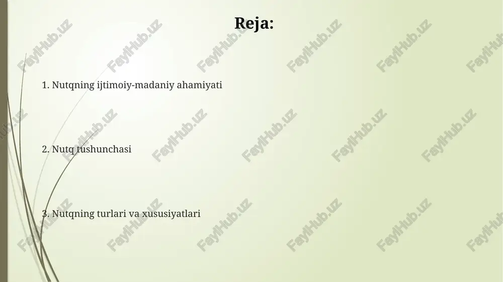 dorligini oshirish uchun stilistika va retorika 7 ta kommunikativ printsiplarni (aniqlik, ravonlik, to'liqlik va h.k.) qo'llashni tavsiya etadi. yozuvli nutq o'zbek tilidagi yozuvli nutqda davrlar va mayllarning 12 tadan ortiq turlari mavjud bo'lib, bular gapning vaqt va holatga nisbatan aniqligini belgilaydi. yozuvli nutqda ma'noni aniqlashda 5 tadan ortiq leksik birlik (sinonimlar, antonimlar)ning qo'llanilishi matnning ta'sirchanligini oshirishda muhim omil hisoblanadi. yozuvli nutqda grammatikaviy tuzilmalarning 30% dan ortig'i fe'llar va otlarning o'zaro bog'liqligiga asoslangan bo'lib, bu til tuzilishini tahlil qilishda muhim ahamiyatga ega. nutqning turlari nutqning yozma va ogʻzaki turlarining samaradorligi turli omillarga, jumladan, auditoriyaning xususiyatlari va maqsadga qarab, 20% dan 80% gacha farq qilishi mumkin. ogʻzaki nutq 5 ta asosiy elementdan iborat: fonetika, leksika, grammatika, stilistika va pragmatika. ularning oʻzaro uygʻunligi muvaffaqiyatli aloqani taʼminlaydi. nutqning asosiy 3 turi – bayon, tavsif va hikoya qilish boʻlib, ularning har biri oʻziga xos til vositalari va tuzilishiga ega. masalan, bayon faktlarni ifodalashda aniqlikka, tavsif …