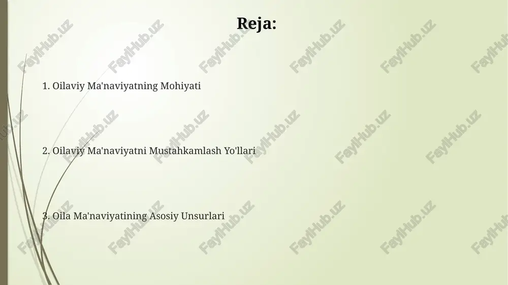 diniy hikoyalarni muhokama qilish, ruhiy yaqinlikni mustahkamlaydi va 5-10 yoshli bolalarga ham ijobiy ta'sir ko'rsatadi. oilaviy ibodatlar vaqtida bolalarga 7 ta asosiy islom qoidasini tushuntirish, ularning diniy bilimlarini oshirish va e'tiqodlarini mustahkamlashga yordam beradi. birgalikda ro'za tutish, xayriya ishlarini amalga oshirish kabi 3-5 ta umumiy amallar, oila a'zolarini bir-biriga bog'laydi va ularning ma'naviy rivojlanishiga yordam beradi. an'analar va marosimlar oilaviy marosimlar, masalan, tug'ilgan kunlarni nishonlash yoki 5 yilda bir marta qarindoshlar bilan uchrashuvlar, oila a'zolarining o'zaro munosabatlarini mustahkamlaydi va umumiy qadriyatlarni rivojlantirishga yordam beradi. an'analar va marosimlar oilaning ruhiy birligini mustahkamlashda muhim rol o'ynaydi, masalan, 3 avlodni birlashtiruvchi bayram tadbirlari yoki yillik oilaviy an'analar 90% dan ortiq oilaviy baxtga hissa qo'shadi. an'anaviy oilaviy taomlar va retseptlarning 2-3 avlod davomida saqlanishi, oila tarixiga bo'lgan hurmat va oilaviy identifikatsiyaning muhim elementi hisoblanadi, bu esa ruhiy aloqani yanada chuqurlashtiradi. oilaviy ma'naviyatning mohiyati ma'naviy rivojlanishning 3 bosqichi – shaxsiy, oilaviy va jamiyat darajalarini o'z …