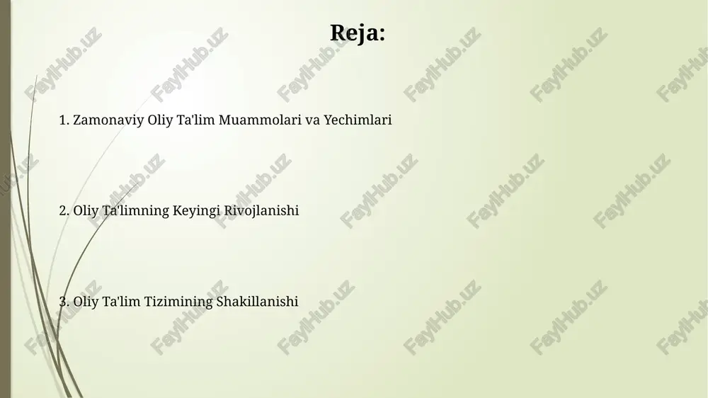 nilishi natijasida o'qituvchilarning ish yuklamasi 25% ga kamaydi. big data tahlili orqali talabalarning o'qish faoliyatini kuzatish va individual yondashuvni amalga oshirish imkoniyati 30% ga samaradorlikni oshirdi. oliy ta'limda sifatni ta'minlash oliy ta'lim muassasalarida professor-o'qituvchilarning kamida 70%i ilmiy darajaga ega bo'lishi, sifatni ta'minlashning muhim mezonlaridan biri hisoblanadi. oliy ta'lim sifatini ta'minlashda akkreditatsiya jarayoni muhim ahamiyatga ega bo'lib, 5 yilda bir marta o'tkaziladi va 20 dan ortiq ko'rsatkich bo'yicha baholanadi. yevropada universitetlarning rivojlanishi evropada 12-13 asrlardagi birinchi universitetlar, masalan, bolonya va parij universitetlari, diniy ta'limga asoslangan bo'lib, xuddi shu davrdagi ijtimoiy-siyosiy tuzumga moslashtirilgan. 18-19 asrlardagi sanoat inqilobi evropada texnika va tabiiy fanlar bo'yicha mutaxassislarga bo'lgan talabni oshirib, oliy ta'lim tizimining kengayishi va yangi turdagi oliy o'quv yurtlarining paydo bo'lishiga sabab bo'ldi. oliy ta'limda tadqiqotlarning ahamiyati oliy ta'limda ilmiy tadqiqotlar, 2023-yilgi ma'lumotlarga ko'ra, 30% ga yaqin bitiruvchilarning ishga joylashish ko'rsatkichlarini oshirishga yordam beradi va bu yuqori malakali mutaxassislar sonini ko'paytiradi. innovatsion loyihalarni amalga …