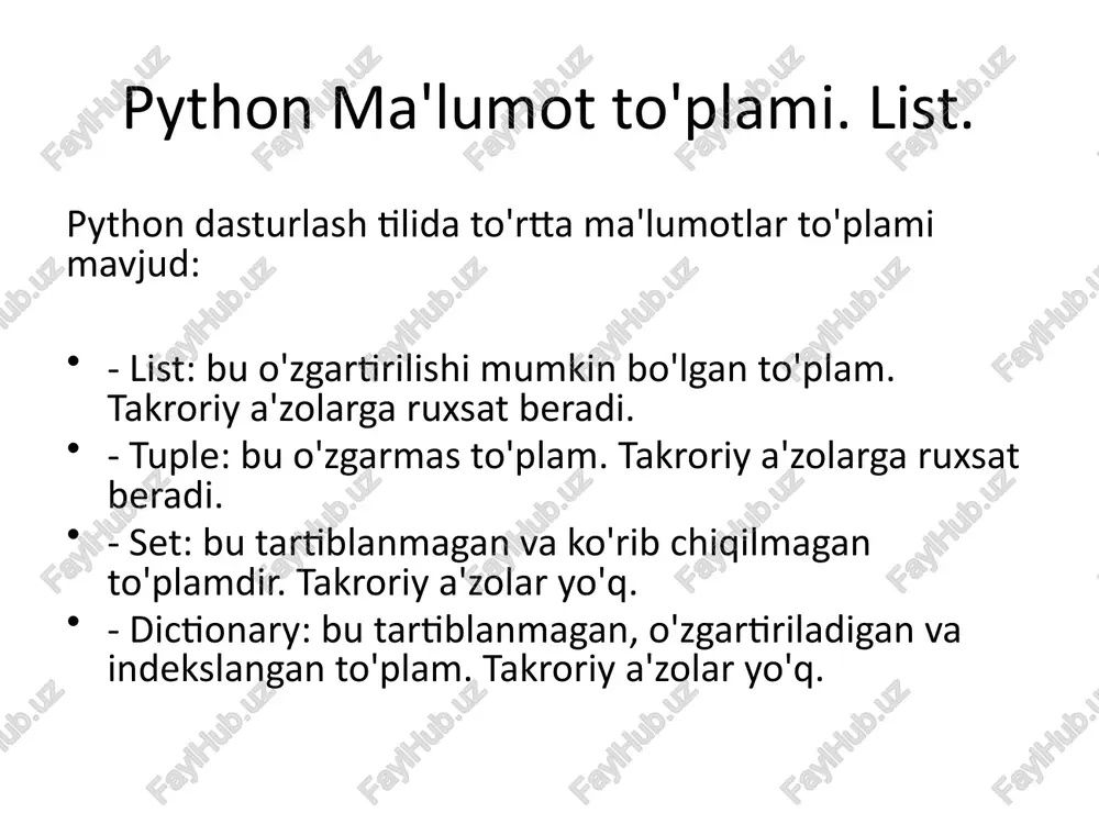 list(ro'yxat) va tuple(kortejlar) - Page 2