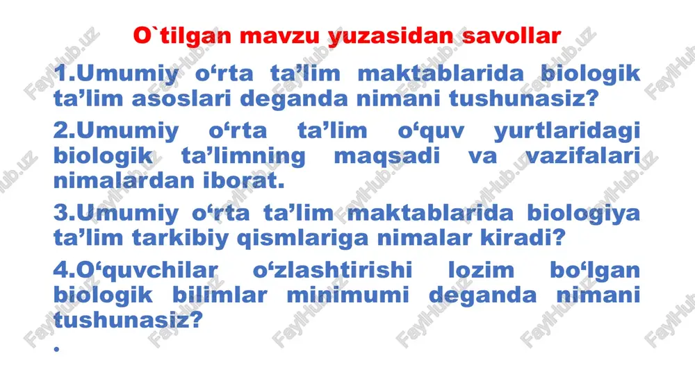 tirish kompetensiyasi o‘z-o‘zini rivojlantirish kompetensiyasini shakllantirishda umuminsoniy fazilatlariga ega bo‘lish, vatanni sevish, huquqiy, iqtisodiy bilimlarga ega bo‘lish, yangiliklarga intilish va o‘zlashtirgan nazariy bilimlari asosida mustaqil qaror qabul qilishga, jamiyatda ro‘y berayotgan progressiv va innovatsion o‘zgarishlardan xabardor bo‘lish hamda ulardan kundalik hayotda foydalana olishga o‘rgatish zarur. o‘z-o‘zini rivojlantirish kompetensiyasi ijtimoiy-emotsional va fuqarolik kompetensiyasi ijtimoiy-emotsional va fuqarolik kompetensiyasini shakllantirishda fuqarolik burch, ijtimoiy va siyosiy rivojlanish, favqulodda vaziyatlar, ekologik muammolar haqida bilimlarga ega bo‘lish hamda badiiy va san'at asarlarini tushunish hamda ularni asrashda tashkilotchilik xislatlarini rivojlantirishdan iborat. biologiyani o‘qitishda o‘quvchilarda mustaqil va ijodiy fikrlashni tarkib toptirish biologik ta’lim mazmunining uchinchi tarkibiy qismini ijodiy faoliyat tajribalari tashkil etib, mazkur faoliyatni tarkib toptirish uchun avvalo o‘quvchilarda mustaqil va ijodiy fikr yuritish ko‘nikmalarini tarkib toptirish lozim. fikr inson faoliyati, uning o‘z kuchi, qudrati va bilimini tashkil etuvchi ma’naviy-insoniy sifatidir. fikr rivoji ijtimoiy-iqtisodiy taraqqiyotning asosiy harakatlantiruvchi kuchi bo‘lganligi uchun, biologiyani o‘qitish jarayonida o‘quvchilarning mustaqil va ijodiy fikr …