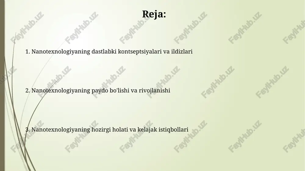 u materiallarni atom va molekula darajasida manipulyasiya qilish jarayonini tushungan. taniguchining ta'rifi 1980-yillarda molekulyar nanotexnologiyaning rivojlanishiga turtki bo'ldi. bu texnologiya molekulyar mashinalar yaratish imkoniyatini o'rgandi. skanerlovchi tunnel mikroskopning kashf etilishi skanerlovchi tunnel mikroskopining (stm) ishlash prinsipi kvant mexanikasiga asoslangan boʻlib, elektronlar potensial toʻsiqdan oʻtib, oqim hosil qiladi, bu tunnel effekti deyiladi. 1981-yilda gerd binnig va heinrich rohrer tomonidan ibm zurich tadqiqot laboratoriyasida yaratilgan stm atomlar yuqori aniqlikda koʻrish imkonini beruvchi inqilobiy texnologiya edi. atom kuch mikroskopining rivojlanishi atom kuch mikroskopining (akm) dastlabki prototipi 1982-yilda gerd binig va heinrich rohrer tomonidan yaratilgan bo'lib, bu sirtlarni atom darajasida tasvirlash imkonini berdi. 1986-yilda akmning tijorat versiyasi ishlab chiqarildi va bu materialshunoslik, biologiya va nanotechnologiya sohalarida 100 martadan ortiq yangi imkoniyatlar ochdi. fullerenlarning kashf etilishi fullerenlar 1985-yilda xarold kroto, jeyms xit, shon o’brayen, robert kerl va richard smalley tomonidan uglerod klasterlarini lazer bilan bug’lash orqali kashf etilgan. c60 fullerenining molekulyar massasi 720 atom birligiga …