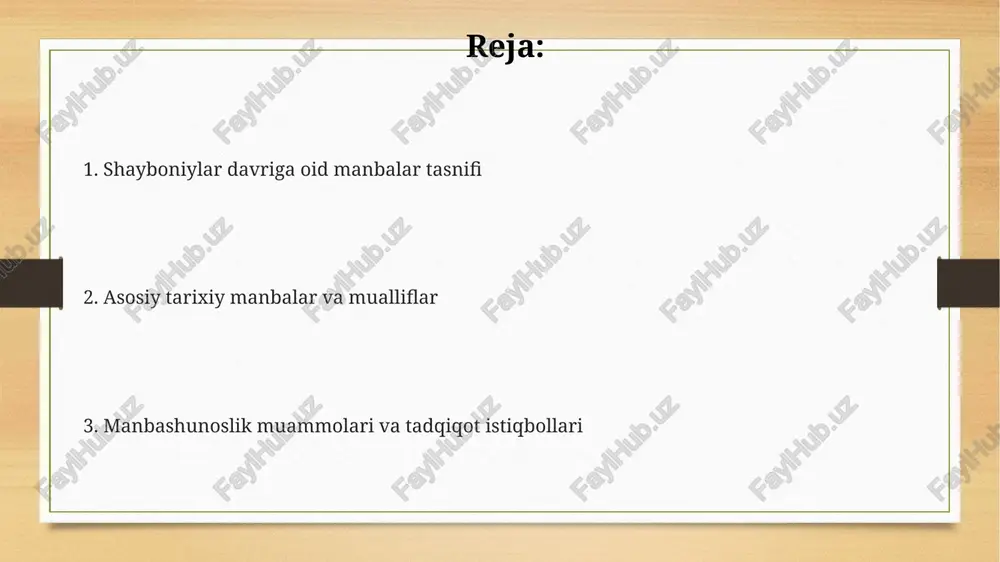 to‘plamlarida aks etgan, savdo va siyosiy aloqalarni tartibga solishda muhim rol o‘ynagan. elchilar hisobotlari, masalan, rossiya va usmonli imperiyasiga yuborilgan delegatsiyalar tomonidan taqdim etilgan ma'lumotlar, siyosiy vaziyatni tahlil qilishda asosiy manba bo'lib xizmat qilgan. diplomatik yozishmalarda xv asr oxiri va xvi asr boshlaridagi buxoro xonligining qo'shni davlatlar bilan bo'lgan munosabatlari, jumladan, harbiy ittifoqlar va chegara masalalari yoritilgan. adabiy asarlar va she'riyat she'riyatda alisher navoiy ta'siri sezilarli bo'lib, uning uslubi va g'oyalari shayboniyxon saroyida ijod qilgan shoirlar, jumladan, muhammad solih tomonidan davom ettirilgan. shayboniylar davrida adabiy asarlar diniy va axloqiy mavzularga e'tibor qaratgan, xususan, 16-asrda bahr ul-asror kabi pand-nasihat ruhidagi dostonlar yaratilgan. shayboniylar davrida turkiy tilda ijod qilish keng tarqalgan bo'lib, bu o'zbek adabiy tilining rivojlanishiga katta hissa qo'shgan hamda shayboniyname kabi yirik asarlar yaratilgan. arxeologik topilmalar va epigrafika shayboniylar davriga oid sopol buyumlar, xususan, sirlangan idishlar va koshinlar arxeologik qazishmalarda ko'p uchraydi. ularning naqshlarida geometrik shakllar va islimiy motivlar ustunlik …