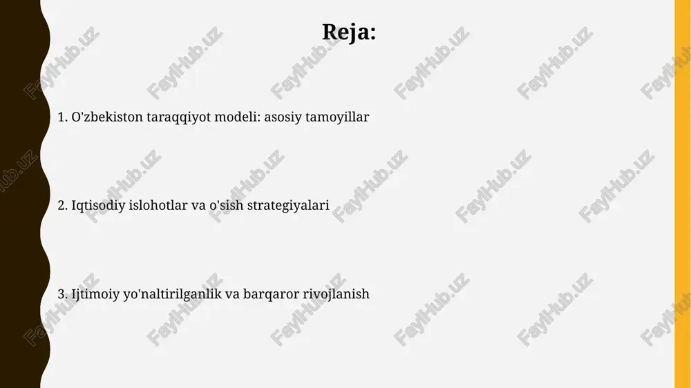 gini ta'minlash uchun davlat organlari, mansabdor shaxslar, fuqarolar va ularning birlashmalari konstitutsiya va qonunlarga rioya etishini belgilaydi. huquqiy davlat qurilishi strategiyasi, 2022-2026-yillarga mo'ljallangan, korrupsiyaga qarshi kurash, sud-huquq tizimini isloh qilish va inson huquqlarini himoya qilish kabi 5 ta ustuvor yo'nalishni o'z ichiga oladi. ijtimoiy yo'naltirilgan bozor iqtisodiyoti «ijtimoiy yo‘naltirilgan bozor iqtisodiyoti» aholining ijtimoiy himoyasini ta’minlashga qaratilgan bo‘lib, bunda davlat 60 dan ortiq ijtimoiy dasturlarni moliyalashtiradi, shu jumladan pensiya va nafaqalar to‘lovlari mavjud. ushbu modelda davlatning tartibga solish roli muhim, 70% strategik sohalarda davlat mulki saqlanib qolgan, bu esa narxlarni barqarorlashtirish va ijtimoiy infratuzilmani rivojlantirishga yordam beradi. kuchli ijtimoiy siyosat "kuchli ijtimoiy siyosat" davlatning ijtimoiy sohani, jumladan, ta'lim, sog'liqni saqlash va pensiya ta'minotini ustuvor moliyalashtirishini nazarda tutadi, bunda kamida 60% davlat budjeti ajratiladi. ushbu siyosatning asosiy qismi aholining zaif qatlamlarini qo'llab-quvvatlashga qaratilgan, 14 turdagi nafaqalar va ijtimoiy yordamlar tizimi orqali moddiy yordam ko'rsatiladi va kam ta'minlangan oilalarga ustunlik beriladi. milliy o'zlikni …