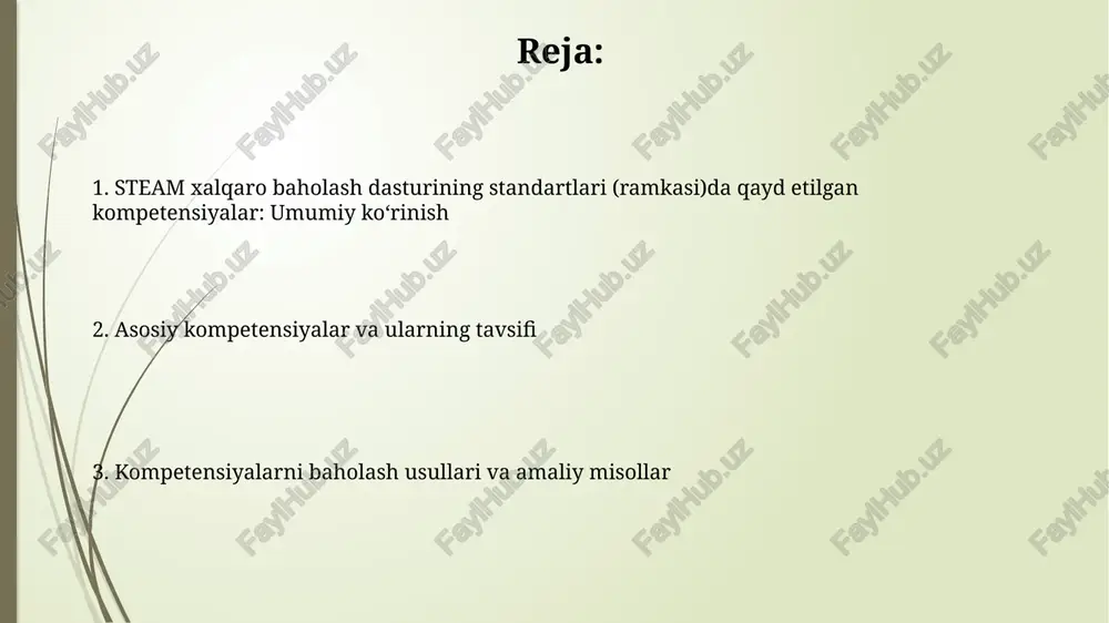 petentsiya ilmiy kompetentsiya, o'quvchining 5e model asosida ilmiy bilimlarni tadqiq qilish va tushuntirish qobiliyatini anglatadi, bu esa fan asoslarini amaliyotda qo'llash imkonini beradi. ilmiy kompetentsiya, steam integratsiyasi orqali 21-asr ko'nikmalarini rivojlantiradi, bu esa tanqidiy fikrlash va muammolarni hal qilish qobiliyatini oshiradi. 3 bosqichda baholanadi. texnologik kompetentsiya texnologik kompetentsiya 21-asr ko'nikmalarini shakllantirishda muhim rol o'ynaydi, bu esa o'quvchilarga muhandislik dizayni jarayonlarini tushunishga yordam beradi. ushbu kompetentsiya yordamida o'quvchilar texnologik vositalardan, masalan, simulyatsiyalar va modellashtirish dasturlaridan samarali foydalanishni o'rganadilar. injenerlik kompetentsiyasi muhandislik kompetensiyasi 21-asr talablariga mos keladigan innovatsion yechimlarni loyihalashtirish, ishlab chiqish va baholash uchun steam tamoyillarini qo'llashni o'z ichiga oladi. ushbu kompetensiya 3d modellashtirish, simulyatsiya va prototiplash kabi muhandislik vositalaridan foydalanish orqali muammolarni hal qilish qobiliyatini rivojlantirishga qaratilgan. san'at kompetentsiyasi sanʼat kompetensiyasi oʻquvchining vizual, tasviriy va amaliy sanʼat asarlarini yaratish, tahlil qilish va ulardan bahramand boʻlish qobiliyatini oʻz ichiga oladi. ushbu kompetensiya orqali oʻquvchilar sanʼatning 2d va 3d shakllari, ranglar nazariyasi …