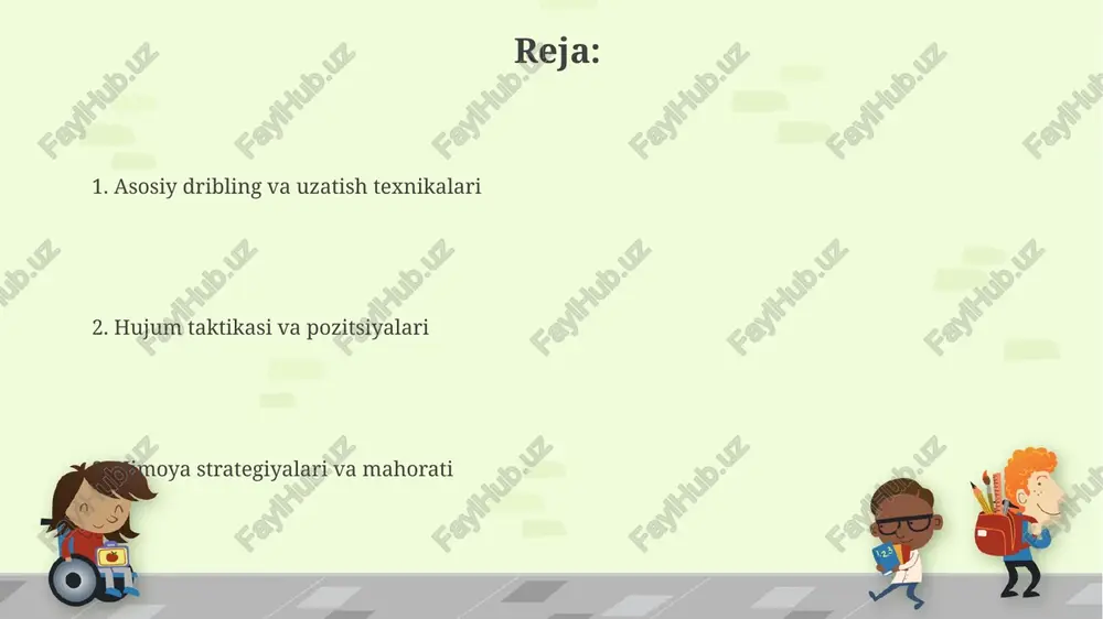 ini beradi. himoya texnikasi himoyachi pozitsiyasi: tizzalar bukilgan, oyoqlar yelka kengligida, qo'llar yon tomonga cho'zilgan. bu muvozanatni saqlashga va hujumchining harakatlariga 0.5 soniyada tezda javob berishga yordam beradi. to'pni to'sish: raqib to'pni otishga tayyorlanayotganda, qo'lni yuqoriga ko'tarib, to'pga tegishga harakat qiling. maksimal sakrash balandligi 30 santimetrni tashkil qiladi, bu esa aniqlikni oshiradi. o'yin qurish strategiyalari hujum strategiyasi tezkor oʻtishlarga asoslanishi mumkin, bunda himoyadan hujumga 2-3 soniyada oʻtiladi va raqib himoyasini buzishga harakat qilinadi. pozitsion hujum, odatda, 5 oʻyinchi ishtirokida amalga oshiriladi va maydonning har bir qismida aniq rollar belgilanishi bilan xarakterlanadi. hujum taktikasi hujum taktikasi tezkor o'tishga asoslangan bo'lib, himoyadan hujumga 2-3 soniyada o'tish, raqib mudofaasini muvozanatdan chiqarish va tezkor ochko olish imkonini beradi. pozitsion hujumda 5 o'yinchi o'zaro kombinatsiyalar orqali harakatlanadi. ekranga qo'yish, kesish, va orqa eshik harakatlari kabi texnikalar 8-12 soniya davomida qo'llaniladi. himoya taktikasi shaxsiy himoyada har bir o'yinchi o'zining raqibini yaqindan qo'riqlaydi, uning harakatlarini cheklash va …