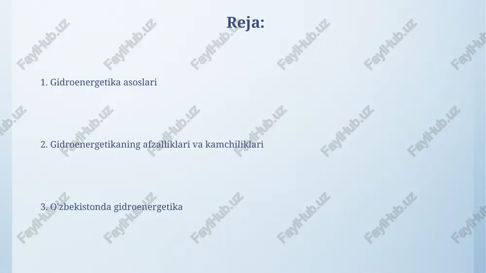 dan 200 mvtgacha) aniqlanadi. gesning afzalliklari va kamchiliklari gesning afzalliklaridan biri qayta tiklanuvchi energiya manbai bo'lib, 90% dan ortiq samaradorlikka erishish mumkin, ammo qurilish xarajatlari yuqori bo'lishi mumkin. kamchiliklar orasida ekotizimga ta'siri bor, jumladan suv oqimi o'zgarishi va baliq migratsiyasiga to'sqinlik qilishi, bu esa 30% ga qadar bioxilma-xillik kamayishiga olib kelishi mumkin. gidroenergetikaning atrof-muhitga ta'siri dambalar suv oqimining tabiiy rejimini buzadi, bu esa 75% suv resurslariga bog'liq ekotizimlarga salbiy ta'sir ko'rsatadi, masalan, baliq migratsiyasi va daryo deltalarining sog'lig'i. suv omborlari metan kabi issiqxona gazlarini chiqarishi mumkin, bu esa 20 yil ichida karbonat angidridga nisbatan 80 barobar ko'proq isishga olib keladi, ayniqsa sayoz va organik moddalarga boy hududlarda. suv omborlarining ekologik oqibatlari suv omborlari daryo oqimini o'zgartirib, tabiiy gidrologik rejimni buzadi, bu esa ichtiofaunaning migratsiya yo'llariga 50% dan ortiq ta'sir ko'rsatishi mumkin. suv omborlarida metan (ch4) kabi issiqxona gazlari hosil bo'lishi, suv yuzasidan ajralib chiqishi natijasida global isishga 25 barobar ko'proq …