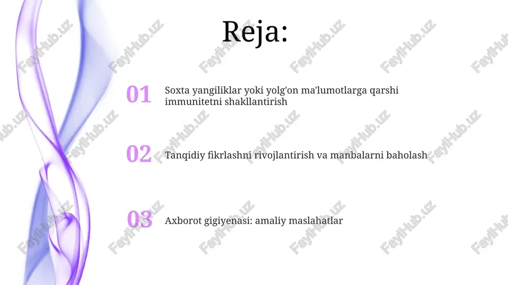 chi saytlardan foydalaning, ular tez-tez tarqaladigan yolg'on xabarlarni baholaydi va ishonchliligini aniqlaydi. manbalarni tekshirishda, 5w1h usulidan foydalaning: kim, nima, qachon, qayerda, nima uchun va qanday sodir bo'lganligini aniqlash, xabarning to'liq rasmini olishga yordam beradi. tasdiqlash xatosidan qochish tasdiqlash xatosi, 100-sonli tadqiqotlarga ko'ra, bizning shaxsiy e'tiqodlarimizni tasdiqlaydigan ma'lumotlarni izlashga va unga e'tibor berishga moyil bo'lishimizdir. bu xato 25% hollarda noto'g'ri xulosalarga olib kelishi mumkin, chunki biz bir tomonlama dalillarga tayanamiz va qarama-qarshi fikrlarni e'tibordan chetda qoldiramiz. o'zingizning onlayn ekosistemangizni boshqarish onlayn ekotizimingizni boshqarish uchun shaxsiy ma'lumotlaringiz himoyasini ta'minlash muhim. ikki faktorli autentifikatsiya (2fa) kabi xavfsizlik usullarini faol ravishda qo'llang va kuchli parollardan foydalaning. ijtimoiy media platformalarida algoritmlar siz ko'radigan kontentga ta'sir qiladi. ekotizimingizni nazorat qilish uchun yangiliklar lentalaringizni moslashtiring va turli manbalarni kuzating. ijtimoiy tarmoqlarda soxta yangiliklarga qarshi kurash o'zbekiston respublikasi axborot va ommaviy kommunikatsiyalar agentligi (aoka) soxta yangiliklarga qarshi kurashda faol ishtirok etib, 10 dan ortiq veb-sayt va ijtimoiy tarmoq …