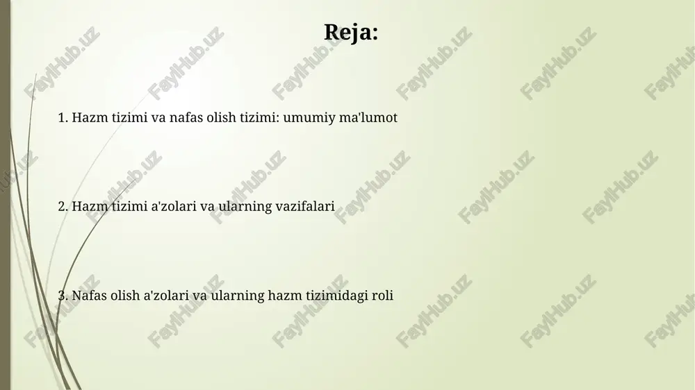 gi roli gaz almashinuvi, xususan o2 va co2 almashinuvi, ovqat hazm qilishda bevosita rol o'ynamaydi, balki hujayralar energiyasi (atp) ishlab chiqarish uchun muhim, ovqat hazmida kerak. ovqat hazm qilish jarayonida, nafas olish tizimi hazm qilish uchun zarur bo'lgan kislorod yetkazib beradi va metabolizmning yon mahsuloti bo'lgan karbonat angidridni chiqaradi. diafragma: nafas olish va ovqat hazm qilishdagi muhim roli diafragma nafas olishda asosiy rol o'ynaydi, qovurg'alar ostida joylashgan bo'lib, o'pka hajmini kattalashtirib havo kirishini ta'minlaydi, bu jarayon 12-18 marta takrorlanadi. diafragma qizilo'ngachning diafragmatik teshigi orqali ovqat hazm qilish tizimiga ta'sir o'tkazadi, bu teshikning kengayishi qizilo'ngach churrasiga olib kelishi mumkin, 2 foiz holatlarda kuzatiladi. qizilo'ngach va traxeya: tuzilishi va vazifalaridagi o'xshashliklar qizilo'ngach va traxeya har ikkalasi ham nay shakliga ega bo'lib, 3 qavatdan iborat: shilliq, submukozal va adventitsial qavatlar, garchi ularning tarkibi turlicha bo'lsa ham. ikkalasi ham peristaltika yordamida harakatlanadi, ammo qizilo'ngach ovqatni oshqozonga suradi, traxeya esa shilimshiq va begona jismlarni yuqoriga …