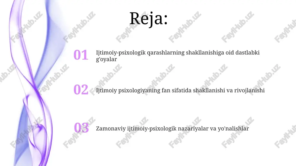 tparvarlik (voltaire, rousseau) inson aqli va erkinligini ulug'lab, psixologik qarashlarda shaxsning rolini kuchaytirdi, 1762-yil muhim sana. xvii asrda paydo bo'lgan empirizm (john locke, 1632-1704) bilimlarni faqat tajriba orqali olish mumkinligini ta'kidlab, psixologiyaga katta ta'sir ko'rsatdi. ijtimoiy psixologiya fan sifatida shakllanishining boshlanishi 1897 yilda norman triplettning tajribasi ijtimoiy ta'sirni o'rganishga qaratilgan birinchi eksperimental tadqiqot bo'lib, ijtimoiy psixologiyaning ilmiy fan sifatida shakllanishiga asos soldi. max ringelman 1880-yillarda guruhlarda ishlash samaradorligini o'rganib, ijtimoiy dangasalik tushunchasini kiritdi, bu esa fan rivojiga sezilarli ta'sir ko'rsatdi. xx asr boshlarida asosiy yo'nalishlar: psixoanaliz, bixeviorizm, gestalt psixologiya psixoanaliz, xx asr boshlarida freyd tomonidan asoslangan bo'lib, ongsizlik, tushlar talqini va bolalik tajribalarining shaxsiyatga ta'sirini o'rganadi. bixeviorizm, 1913-yilda jon uotson tomonidan ilgari surilgan, xulq-atvorni kuzatiladigan reaksiyalar orqali tushuntiradi, ichki ruhiy jarayonlarni inkor etadi. urushdan keyingi davrda ijtimoiy psixologiyaning rivojlanishi 1950-yillarda konsistentlik nazariyasi (masalan, festingerning kognitiv dissonans nazariyasi) paydo bo'ldi. bu nazariya odamlarning e'tiqodlari va xatti-harakatlari o'rtasidagi muvofiqlikka intilishini tushuntiradi. urushdan …