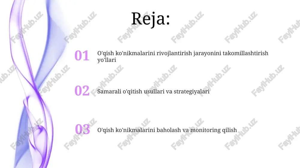 hda so'z yasalishi, masalan, affikslar (qo'shimchalar) orqali yangi so'zlar hosil qilish 20-30% ga samaradorlikni oshiradi. tushunish strategiyalarini qo'llash 'oldindan ko'rish' strategiyasi, masalan, matnni o'qishdan oldin sarlavha va rasmlarni ko'rib chiqish, o'quvchiga 60-70% mazmunni tushunishga yordam beradi. 'klu so'zlarni aniqlash' usuli matn ichidagi muhim tushunchalarni, 10-20% ma'lumotni beradigan so'zlarni topishga qaratilgan, bu umumiy ma'noni anglashni osonlashtiradi. o'qishga qiziqishni rag'batlantirish interaktiv o'yinlar, masalan, so'z topish o'yinlari (20+ ta harf) va she'rlar (10 qator), bolalarning qiziqishini oshirib, 90% gacha diqqatini jamlaydi. turli xil janrlardagi kitoblar, jumladan, komikslar (50+ sahifa) va tarixiy romanlar (300+ sahifa), o'quvchilarni jalb qilib, 75% tushunish darajasini oshiradi. motivatsiyani oshirish va erkin o'qishni rag'batlantirish o'qish klublarini tashkil etish, unda 5-6 o'quvchi kitobni muhokama qilib, o'zaro fikr almashishi o'quvchilarni o'qishga rag'batlantiradi va tushunishini 35% ga oshiradi. o'quvchilarning qiziqishlariga mos kitoblarni tanlash muhim, masalan, 70% o'quvchilarga qiziqarli bo'lgan janrlarni aniqlab, ularga shuni taklif eting. differentsiallashtirilgan ta'limni qo'llash differensiallashtirilgan ta'lim 1) o'quvchilarning qobiliyatlariga …