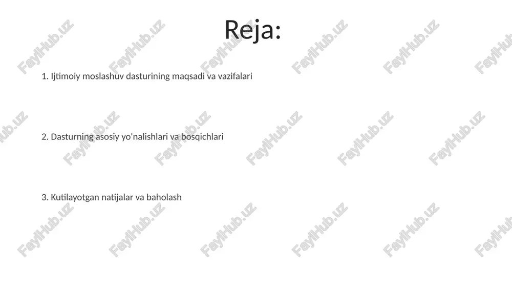 hi muhim ahamiyatga ega. dastur tuzilishi va bosqichlari dastur tuzilishi 1-bosqichda ehtiyojni aniqlashni o'z ichiga oladi, bu maqsadli guruhning ijtimoiy moslashuvdagi kamchiliklarini tushunish va baholash demakdir. 2-bosqich o'qitishning aniq maqsad va vazifalarini shakllantirishni, ta'limiy texnologiyalar va metodlarni tanlashni, shuningdek, dastur mazmunini tuzishni nazarda tutadi. dastur usullari va vositalari dastur vositalari interfaol simulyatsiyalardan, 360 darajali virtual muhitdan foydalanadi va ijtimoiy ko'nikmalarni amalda qo'llash uchun gamifikatsiya elementlarini o'z ichiga oladi. dastur usullari 7 bosqichli modellashtirishni o'z ichiga oladi, bunda har bir bosqich o'quvchilarning o'zgaruvchan ehtiyojlariga moslashish uchun mo'ljallangan aniq baholash mezonlariga ega. mashg'ulotlar va o'yinlar mashg'ulotlar kognitiv rivojlanishga qaratilgan bo'lib, bolalarning xotirasi, diqqati va muammolarni hal qilish qobiliyatini 7-10 ta interaktiv o'yinlar orqali shakllantiradi. ijodiy mashg'ulotlar bolalarning tasavvurini rivojlantirishga yordam beradi, masalan, 3-5 yoshdagi bolalar uchun mo'ljallangan rassomchilik va haykaltaroshlik mashg'ulotlari. “individual yondashuv” har bir bolaning noyob ehtiyojlari, qobiliyatlari va o'rganish uslublarini hisobga olishni nazarda tutadi, bu esa samaradorlikni 30-40 foizga oshirishi …