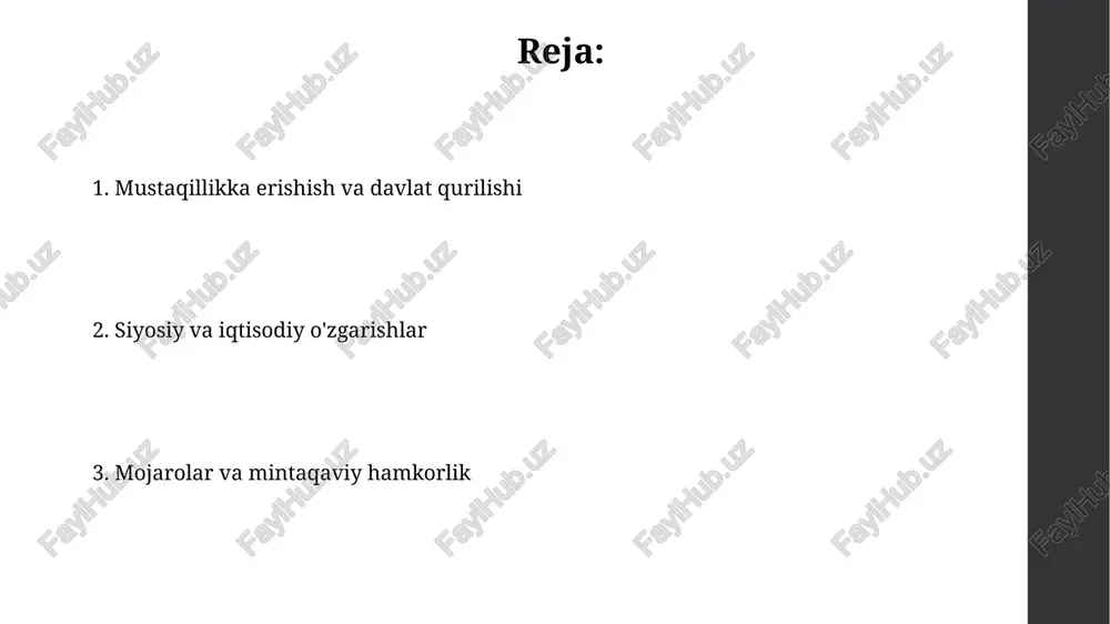 tdi. janubiy osetiya mojarosi 1991-1992-yillarda janubiy osetiyaning gruziyadan mustaqilligi eʼlon qilinishi sababli kelib chiqqan qurolli toʻqnashuvlar bilan boshlandi va koʻplab qurbonlarga olib keldi. etnik nizolar va ichki siyosat tog'li qorabog' mojarosi 1992-1994 yillardagi urushga olib keldi, bu etnik kelishmovchiliklar tufayli armaniston va ozarbayjon o'rtasida hududiy da'volarni kuchaytirdi. gruziyada abxaziya va janubiy osetiya mojarolari 1990-yillarda separatchilik harakatlariga sabab bo'ldi, natijada 2008 yilda rossiya bilan urush sodir bo'ldi. iqtisodiy o'tish davri: islohotlar va qiyinchiliklar iqtisodiy oʻtish davri davrida narxlarni liberallashtirish 1992-1994-yillarda giperinflyatsiyaga olib keldi, bu esa aholining real daromadlarini sezilarli darajada kamaytirdi va ijtimoiy notinchlikni keltirib chiqardi. privatizatsiya dasturlari 1990-yillarda samarasiz korporativ boshqaruv, aktivlarni talon-toroj qilish va iqtisodiy tengsizlikning oshishiga olib keldi, bu esa islohotlarga ishonchni susaytirdi. neft va gaz: energiya siyosati va quvurlar ozarbayjon 1994-yildagi "asr shartnomasi" orqali yirik neft konlarini ochdi va bu xorijiy investitsiyalarni jalb qilib, energetika siyosatini tubdan o'zgartirdi. boku-tbilisi-jayhon (btc) quvuri, 2006-yilda ishga tushirilgan, kaspiy neftini turkiya …