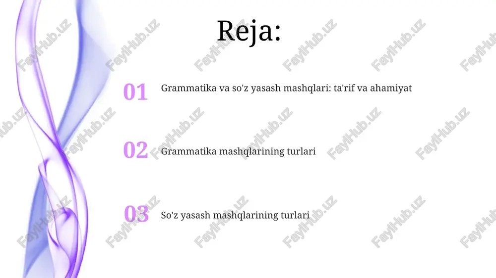rtibi bor. so'z tartibi mashqlari gapning mazmunini aniqlash uchun muhim, masalan, 1-o'rinda ega, 2-o'rinda kesim kelishini o'rgatadi. fe'l zamonlari mashqlari fe'l zamonlari mashqlari 3 xil asosiy turga bo'linadi: o'tgan zamon, hozirgi zamon va kelasi zamon shakllarini aniqlash va ularni to'g'ri qo'llashga qaratilgan mashqlar. sifatlash mashqlari fe'llarning zamon shakllarini aniqlash uchun testlar, ko'p tanlovli savollar, 5 ta gapni to'g'ri zamonda tuzish kabi topshiriqlarni o'z ichiga oladi. kelishiklar mashqlari kelishiklar mashqlari otlarning 6 ta kelishikda (bosh kelishik, qaratqich kelishigi va boshqalar) to‘g‘ri qo‘llanilishini tekshirishga qaratilgan bo'lib, 1-sinfdan boshlab o'rgatiladi. ushbu mashqlar morfologik tahlil qobiliyatini rivojlantiradi, so‘zlarning o‘zak va qo‘shimchalarini ajratish, kelishik qo‘shimchalarining ma'nosini anglash orqali 3-sinfda mustahkamlanadi. sifatlar va ravishlar mashqlari ravishlar mashqlari tezlik, vaqt, joy kabi 5 xil turdagi ravishlarni aniqlashni o'z ichiga oladi va gaplarda ularning o'rnini to'g'ri aniqlashga yordam beradi. sifatlar mashqlari sifat darajalarini (oddiy, qiyosiy, orttirma) aniqlashga qaratilgan bo'lib, talabalardan 10 dan ortiq sifatni to'g'ri darajada ishlatish talab …