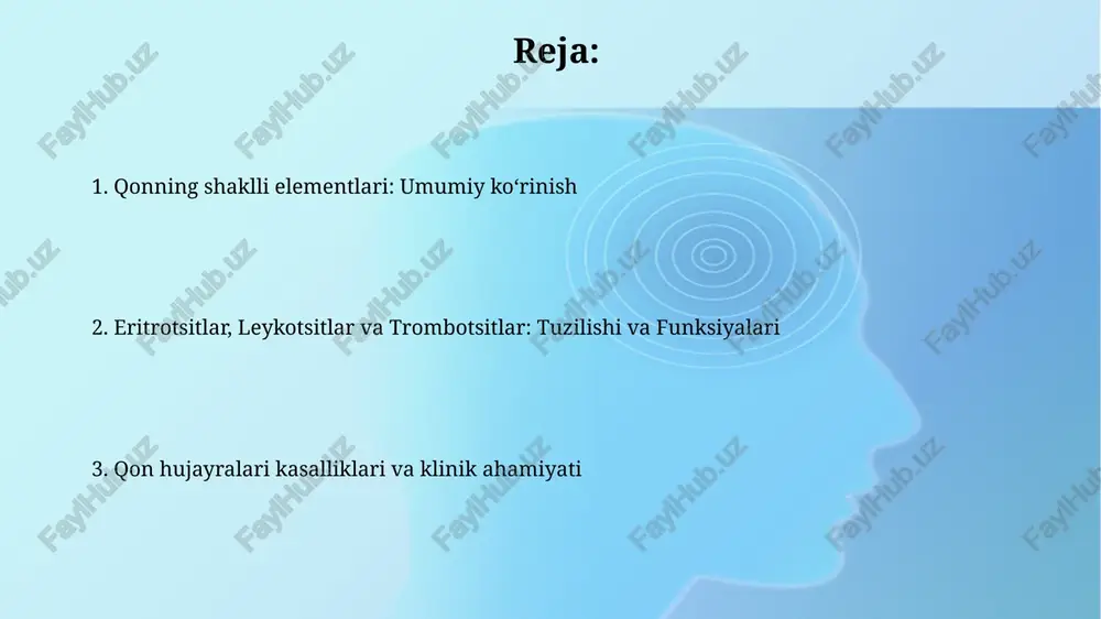 lib, umumiy leykotsitlar sonining 40% dan 70% gacha tashkil etadi va ular bakterial infektsiyalarga qarshi kurashda muhim rol oʻynaydi. neytrofillarning yadrosi 3-5 segmentdan iborat boʻlib, bu ularning yetukligini koʻrsatadi; yadro segmentlarining soni ortishi neytrofillarning qarishini anglatishi mumkin. granulotsitlar: eozinofillar va bazofillar eozinofillar, taxminan 1-4% ni tashkil etadi, ularning granullari asosiy oqsilni o'z ichiga oladi, bu parazit infeksiyalarida, ayniqsa gelmintlarga qarshi kurashda muhim rol o'ynaydi. bazofillar, leykotsitlarning 0.5-1% ini tashkil etadi, ular yallig'lanish reaksiyalarida, xususan, allergiya paytida muhim bo'lgan geparin va gistamin kabi moddalarni chiqaradi. agranulotsitlar: limfotsitlar limfotsitlar immun tizimining asosiy hujayralari bo'lib, ularning uchta asosiy turi mavjud: t hujayralari, b hujayralari va tabiiy qotil (nk) hujayralari, har biri o'ziga xos immun javob funktsiyasiga ega. b hujayralari antitelalarni ishlab chiqarish uchun javobgardir, ular yot moddalarni (antigenlarni) aniqlaydi va ularga bog'lanadi, ularning yo'q qilinishiga yordam beradi; har bir b hujayrasi millionlab antitelalarni ishlab chiqarishi mumkin. agranulotsitlar: monotsitlar monotsitlar suyak koʻmigida hosil boʻlib, …