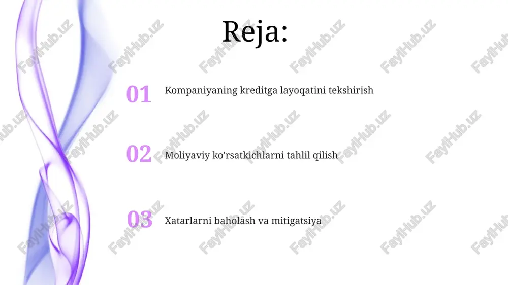 ivlaridan qanchalik samarali foyda olayotganini o'lchaydi. yuqori roa, masalan, 5% dan yuqori, samaradorlikni anglatadi. rentabellik ko'rsatkichlari, masalan, sof foyda marjasi (net profit margin), kompaniyaning daromadning necha foizi sof foydaga aylanishini ko'rsatadi, odatda 5-10% yaxshi natija hisoblanadi. faoliyat ko'rsatkichlari "faoliyat ko'rsatkichlari" kompaniyaning daromadliligi, samaradorligi va likvidliligini baholash uchun moliyaviy hisobotlar tahlilini o'z ichiga oladi. misol uchun, sof foyda marjasi 15% dan yuqori bo'lishi kerak. moliyaviy ko'rsatkichlarni solishtirish sanoat standartlari bilan, masalan, aylanma aktivlarining 2 dan 1 gacha bo'lishi kompaniyaning likvidligini ko'rsatadi va shunga qarab baholash mumkin. pul oqimi tahlili pul oqimi tahlili uchta asosiy faoliyat turini ko'rib chiqadi: operatsion, investitsion va moliyaviy faoliyat. bu hisobotda naqd pul harakatini baholash uchun muhimdir. pul oqimi tahlili kompaniyaning 12 oydan ortiq muddatga qisqa muddatli majburiyatlarni qoplash qobiliyatini aniqlashga yordam beradi va istiqbolli prognozlarni ko'rsatadi. qarz yuklamasi tahlili debt burden analysis assesses short-term solvency by looking at the current ratio (current assets divided by current …
