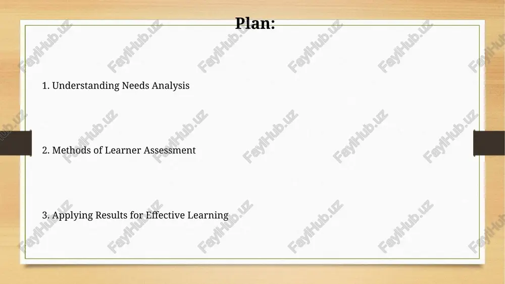 utcomes; results inform program effectiveness with a 95% confidence interval. assessment tools and techniques formative assessments, like quizzes and exit tickets, provide ongoing feedback. these low-stakes tools allow instructors to adapt teaching based on the 70-80% comprehension target. summative assessments, such as final exams or projects, evaluate overall learning. they often carry a significant weight, impacting 50-60% of the final course grade. analyzing and interpreting data statistical significance, with a p-value less than 0.05, suggests that observed differences in learner performance are unlikely due to chance, showcasing real impact. triangulation, using both qualitative (e.g., interviews) and quantitative (e.g., test scores) data, provides a more comprehensive understanding of learner needs. applying results: curriculum design and improvement curriculum design benefits directly from needs analysis, using the 80/20 rule. it focuses on the vital 20% of content addressing 80% of learner needs and performance gaps. learner assessment reveals curriculum weaknesses; for example, 75% …