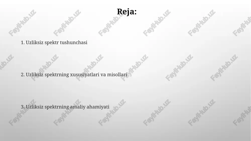 roratgacha qizdirilgan quyosh, elektromagnit nurlanishning to‘lqin uzunliklarining uzluksiz diapazonini, jumladan ko‘rinadigan yorug‘likni chiqaradi. uzlukli spektr bilan taqqoslash uzlukli spektrda, atomlar aniq toʻlqin uzunliklarida nur chiqaradi, bu esa aniq chiziqlarga olib keladi; misol uchun, vodorodning balmer qatoridagi 656.3 nm, 486.1 nm chiziqlari. uzlukli spektr, kvant mexanikasiga asoslangan bo'lib, energiyaning faqat diskret qiymatlarda (masalan, -13.6 ev, -3.4 ev, -1.51 ev) mavjudligini ko'rsatadi, bu aniq chiziqlarni hosil qiladi. qanday uzluksiz spektr hosil bo'ladi? qattiq, suyuq yoki zich gazlar yuqori haroratgacha (misol uchun, 500 darajadan yuqori) qizdirilganda, atomlar ko'plab energiyalarda fotonlar chiqarib, uzluksiz spektr hosil qiladi. uzluksiz spektr, issiqlik nurlanishi natijasida yuzaga keladi; bu, qizdirilgan jismning atomlari turli xil tezliklarda tebranishi va har xil to'lqin uzunliklarida elektromagnit to'lqinlar chiqarishiga olib keladi. issiqlik nurlanishi issiqlik nurlanishi barcha haroratdagi jismlar tomonidan chiqariladi, bunda energiya elektromagnit to'lqinlar, ayniqsa infraqizil nurlar ko'rinishida tarqaladi. bu nurlanish haroratga bog'liq intensivlik va spektral taqsimotga ega. stefan-boltzmann qonuniga ko'ra, mutlaq qora jism …