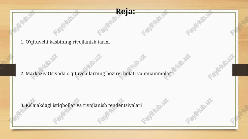 va ilmiy unvonlar berildi. mustaqillik yillarida ta'lim sohasidagi islohotlar 1997-yilda kadrlar tayyorlash milliy dasturi taʼlim tizimini tubdan isloh qilib, 12 yillik majburiy taʼlimni joriy etdi, bu esa kasb-hunar kollejlarining rivojlanishiga turtki berdi. oʼquv dasturlari xalqaro standartlarga moslashtirildi. yangi oʼquv qoʼllanmalari yaratildi, pedagoglarning malakasini oshirish boʼyicha kompleks chora-tadbirlar amalga oshirildi. oliy taʼlim muassasalari soni ortdi, xususan, xorijiy universitetlarning filiallari ochildi. boloniya jarayoniga qoʼshilish orqali diplomlar xalqaro miqyosda tan olinishi taʼminlandi. o'qituvchilarning malaka oshirish tizimi: bugungi holat bugungi kunda malaka oshirish markazlari kredit-modulli tizimni joriy etmoqda, bu o'qituvchilarga 15 dan ortiq turli yo'nalishlar bo'yicha individual dasturlarni tanlash imkoniyatini beradi. o'qituvchilar malakasini oshirish tizimi 3 yillik sertifikatlashtirish asosida tashkil etilgan bo'lib, har bir o'qituvchi kamida 36 soatlik kurslarda qatnashishi shart. ta'lim sifatini oshirish uchun 2024-yilda o'qituvchilar uchun pedagogik mahoratni rivojlantirishga qaratilgan 100 dan ortiq yangi o'quv modullari ishlab chiqildi. o'qituvchilarning ijtimoiy-iqtisodiy ahvoli markaziy osiyo mamlakatlarida o'qituvchilarning ijtimoiy maqomi unchalik yuqori emas, bu esa …