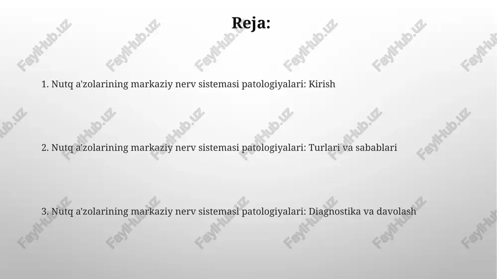 ruvchi nervlarni zararlaydi. apraksiya: nutq apraksiyasining namoyon bo'lishi nutq apraksiyasi artikulyatsiya motor dasturlashdagi buzilishdir, fonemalarni to'g'ri ketma-ketlikda chiqarish uchun og'iz bo'shlig'i mushaklarini muvofiqlashtirish qobiliyati buziladi, 70% hollarda kuzatiladi. apraksiyada nutq aniq, ammo sekin bo'lishi mumkin, bunda bemor ba'zi bir tovushlarni (masalan, undoshlar 65% hollarda) talaffuz qilishda qiynaladi va hatto tovushlarni buzib talaffuz qiladi. nutqning buzilishida differensial diagnostika nutqning buzilishida differensial diagnostika afaziyani dizartriyadan ajratishda muhim, bunda afaziyada til qobiliyati zararlangan, dizartriyada esa artikulyatsiya apparati ishdan chiqqan. bolalarda nutqning kechikishi differensial diagnostikasida autizm spektridagi buzilishlar (asb) va mental retardatsiyani istisno qilish muhim, chunki ularning namoyon bo'lishi 3-4 yoshgacha farqlanadi. bolalarda nutqning rivojlanishidagi buzilishlar bolalarda nutq rivojlanishidagi buzilishlar erta yoshda (0-3 yosh) namoyon bo'lishi mumkin, bunda 18 oylikda 10 ta so'z aytmasa, bu nutqning kechikishi hisoblanadi. dyslalia, ya'ni talaffuz buzilishi, bolalarda eng ko'p uchraydigan nutq nuqsoni bo'lib, unda 5-6 yoshgacha bo'lgan bolalarda ayrim tovushlarni noto'g'ri talaffuz qilish kuzatiladi. kattalarda nutq buzilishlarining oqibatlari …