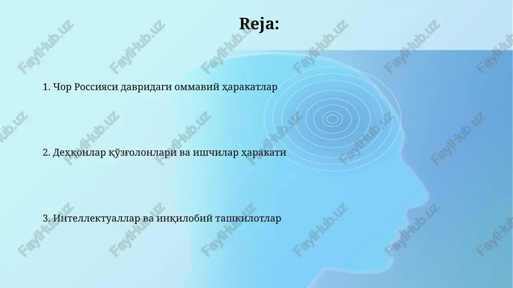 ning turli hududlarida bo'limlarga ega edi, xususan, sankt-peterburg, moskva va boshqa yirik shaharlarda, ularning faoliyatini mamlakat miqyosida kengaytirishga intilishlarini aks ettiradi. xalq irodasi "xalq irodasi" 1879-yilda "zemlya i volya"ning bo'linishi natijasida vujudga kelgan, bu tashkilot siyosiy terror orqali avtokratiyaga qarshi kurashishni maqsad qilgan inqilobiy populistlar guruhi edi. tashkilotning asosiy maqsadi - 1881-yil mart oyida muvaffaqiyatli amalga oshirilgan imperator aleksandr ii ning suiqasdi edi. bu harakat ularning terrorizmning kuchli vosita ekanligiga ishonchining eng yuqori nuqtasi bo'ldi. ishchilar harakati va marksizmning tarqalishi ishchilar harakatlari 1870-1880 yillarda, sanoatning rivojlanishi bilan paydo bo'ldi, ammo ular asosan spontan bo'lib, siyosiy maqsadlarga ega emas edi. marksizmning tarqalishi 1880-yillarda georgiy plexanov va uning "mehnatni ozod qilish" guruhi orqali boshlandi, ular marksistik adabiyotlarni tarqatdilar. 1905 yilgi inqilob 1905 yilgi inqilobning sababi, 1904-1905 yillardagi rossiya-yaponiya urushida rossiyaning mag'lubiyatga uchrashi va iqtisodiy qiyinchiliklar tufayli aholi noroziligi edi. qonli yakshanba, 1905 yil 22 yanvarda (eski uslub bo'yicha 9 yanvar) sankt-peterburgda tinch …