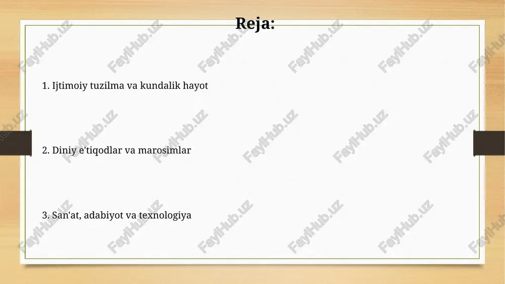 bo'lib, 282 ta moddadan iborat bo'lib, jinoyatlar va ularga mos jazolarni aniq belgilab bergan. ossuriya harbiy qudrati ossuriya armiyasi temir qurollardan keng foydalangan, bu esa ularga bronza qurolli qo'shnilarga nisbatan katta ustunlik bergan va harbiy muvaffaqiyatlarini ta'minlagan. ossuriya harbiy qudrati murakkab logistika tizimiga tayangan, yo'llar qurilishi va ta'minot zanjirlari armiyani uzoq muddatli yurishlarda qo'llab-quvvatlagan, muddat 20-40 kun oralig'ida. ijtimoiy tuzilma va sinflar mesopotamiya jamiyatida ijtimoiy tuzilma piramida shaklida bo'lib, tepasida shohlar, ruhoniylar va yuqori martabali amaldorlar turgan. ular yer egaligi va siyosiy hokimiyatga ega edilar. sinflar o'rtasidagi harakatlanish cheklangan edi, ammo qobiliyatli kotiblar yoki harbiylar yuqori lavozimlarga erishishlari mumkin edi. ko'pchiligi tug'ilgan sinfida qolardi. diniy e'tiqodlar va ma'budlar mesopotamiyaliklar panteonida 3600 dan ortiq xudolar bo'lgan, ularning har biri tabiat hodisalari, shahar-davlatlar yoki insoniy kasblarni ifodalagan. eng muhim xudolardan biri anu bo'lib, u osmon xudosi hisoblangan va eng oliy hokimiyatga ega edi, shuningdek enlil esa shamol va bo'ron xudosi edi. ma'badlar …