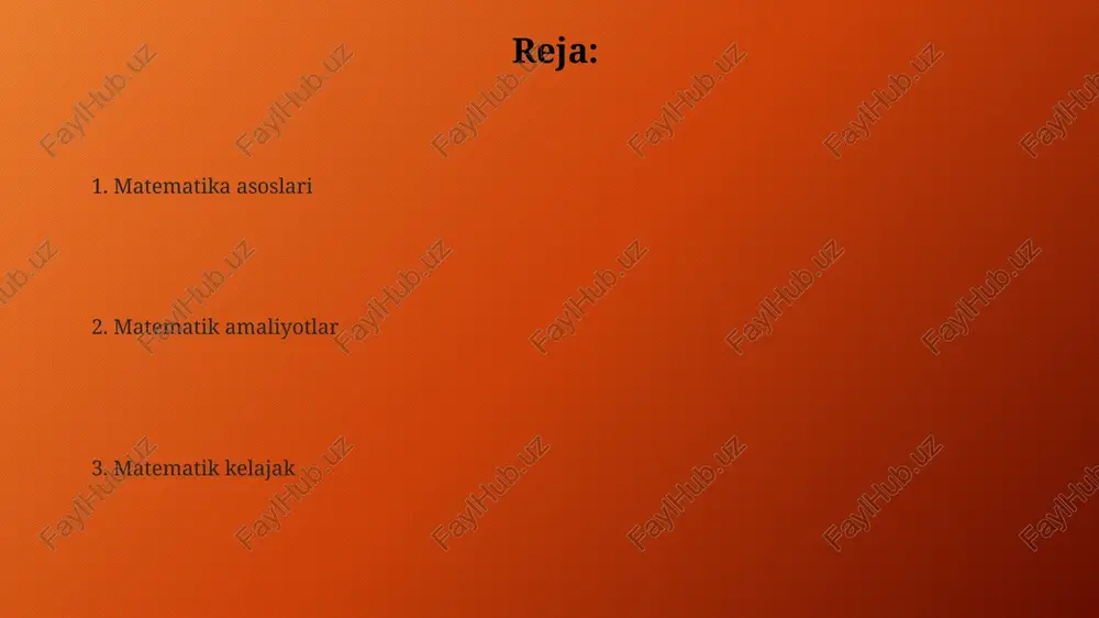 ni aniqlash va yuzalarni topish kabi amaliy masalalarni yechishga imkon beradi. ehtimollar nazariyasi va statistika ehtimollar nazariyasi va statistika birgalikda katta sonlar qonunini o'rganadi, bu esa ko'p sonli kuzatuvlar o'rtacha qiymatga yaqinlashishini ko'rsatadi. statistikada gipotezalarni tekshirishda p-qiymatidan foydalanish muhim ahamiyatga ega; agar p-qiymat 0.05 dan kichik bo'lsa, nol gipoteza rad etiladi. diskret matematika diskret matematika uzluksiz emas, balki chekli yoki hisoblanadigan to'plamlarni, masalan, butun sonlar to'plami kabi, qamrab oladi, bu esa unga o'ziga xos xususiyat beradi. graf nazariyasi diskret matematikada muhim rol o'ynaydi, chunki u tugunlar va qirralar bilan ifodalangan munosabatlarni o'rganadi, bu esa kompyuter tarmoqlarida qo'llaniladi. amaliy matematika amaliy matematika muhandislik, fizika va iqtisodiyot kabi sohalardagi real dunyo muammolarini modellashtirish va hal qilish uchun matematik usullardan foydalanadi, ko'pincha optimallashtirish usullarini qo'llaydi. uch o'lchamli grafikani yaratish, aerodinamik dizaynni takomillashtirish yoki moliyaviy modellarni qurish kabi vazifalar amaliy matematikadan 100% foyda oladi. matematikaning falsafasi matematika falsafasi matematik bilimning tabiatini, asoslarini va chegaralarini …