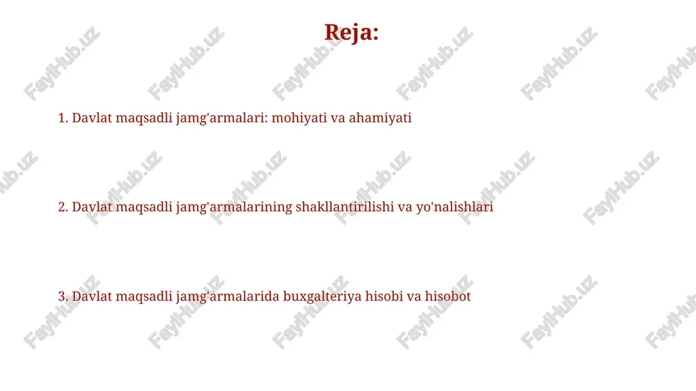 jamg'armalarining daromadlari hisobini yuritish daromadlar hisobi 4700-sonli schyotlar rejasida aks ettiriladi, bunda 4710 (ijtimoiy soliq), 4720 (resurs to'lovlari) kabi schyotlar jamg'arma tushumlarining asosiy manbalarini ko'rsatadi. davlat maqsadli jamg'armalarining daromadlari hisobi byudjet tashkilotlarida 1010 byudjet mablag'lari schyotida, tijorat banklarida esa 2020 talab qilib olinadigan depozit schyotida yuritiladi. davlat maqsadli jamg'armalarining xarajatlari hisobini yuritish davlat maqsadli jamg'armalarining xarajatlari 9300-sonli "davlat maqsadli jamg'armalari xarajatlari" hisoblar guruhida aks ettiriladi va buxgalteriya hisobi standartlariga muvofiq yuritiladi. jamg'arma xarajatlari smeta asosida amalga oshiriladi va har bir xarajat moddasi bo'yicha alohida analitik hisob yuritiladi, bu esa mablag'lardan oqilona foydalanishni ta'minlaydi. davlat maqsadli jamg'armalarining buxgalterlik hisobi siyosati davlat maqsadli jamg'armalarining buxgalterlik hisobi siyosati 20-sonli bhmsga muvofiq ishlab chiqiladi hamda asosiy vositalar bo'yicha amortizatsiya usullari belgilanadi. jamg'armaning buxgalterlik hisobi siyosati 0110 "pul mablag'lari" va 5110 "bankdagi hisobvaraqlar" kabi aktivlar bahosini aniqlash tartibini o'z ichiga oladi. davlat maqsadli jamg'armalarida analitik hisobni tashkil etish analitik hisob, har bir maqsadli jamg'arma mablag'lari …