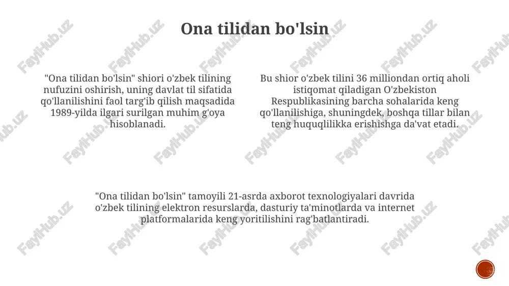 epsiyasi tadqiqotning 3 ta asosiy elementi: asoslash, maqsadlar va gipotezalarni aniqlashga yordam beradi. “muammolar va yechimlar” tahlili biror-bir tashkilot yoki tizimning 5 ta asosiy yo‘nalishi: samaradorlik, tejamkorlik, xavfsizlik, barqarorlik va adolatlilikni yaxshilashga qaratilgan. muvaffaqiyatli misollar farg'ona viloyatida 500 gektar maydonda mahalliy "oq oltin" paxta navi ekildi. hosildorlik 20% ga oshdi, sifat ko'rsatkichlari ham yaxshilandi. "baraka dok-farm" mchj 2022-yilda 120 ming dona parranda yetishtirib, 2 milliard so'm daromad oldi. mahalliy zotlardan foydalanish xarajatlarni kamaytirdi. "istiqlol dizayn" mchj milliy naqshlar bilan bezatilgan 3000 ta mebel to'plamini eksport qildi. eksport hajmi 500 ming dollarga yetdi. bu o'ziga xos dizayn bilan bog'liq. xulosa va tavsiyalar xulosa va tavsiyalar tadqiqotning barcha qismlari bilan uzviy bog'langan bo'lishi lozim, ayniqsa, metodologiya va natijalar bilan, taxminan 80-120 so'zdan iborat bo'lishi kerak. xulosa qismida tadqiqotning asosiy natijalari qisqa va aniq bayon etilishi kerak, 3-5 ta asosiy topilmani ta'kidlab, maqsadga erishilganligini baholang. tavsiyalarda aniq va o'lchanadigan harakatlar rejalari taklif etilishi …