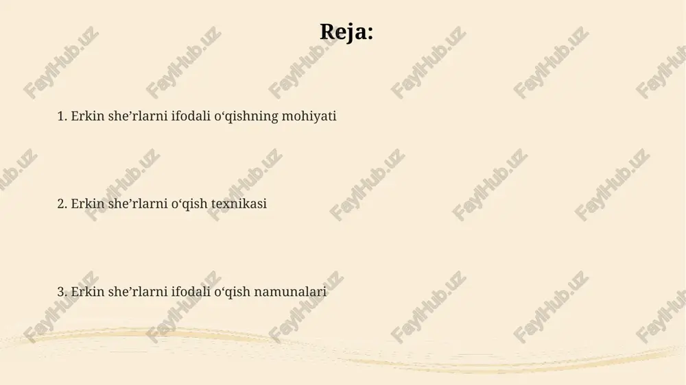ona boshqarish orqali amalga oshiriladigan ijro usulidir. ifodali o'qishda, diksiya va artikulyatsiya 2 muhim ahamiyatga ega, har bir so'zning aniq talaffuzi, ovoz tembrining she'r kayfiyatiga moslashuvi 99% muhim rol o'ynaydi. ifodali o'qish – bu nafaqat so'zlarni o'qish, balki muallifning 7 ta hissiyotini, she'rning 5 ta asosiy g'oyasini, shuningdek, 3 xil ma'nosini tomoshabinga yetkazish san'atidir. ovoz ustida ishlash talaffuzni aniqlashtirish uchun 4 turdagi artikulyatsiya mashqlari qo'llaniladi, bu esa har bir so'zni 100% tushunarli qilib, auditoriyaga yetkazishda muhim rol o'ynaydi. ovoz ustida ishlashda 3 asosiy jihatga e'tibor qaratiladi: nafas olish texnikasi, 2 xil artikulyatsiya mashqlari va 1 tovush diapazonini kengaytirish usullari. ovozning tembrini o'zgartirish uchun 5 xil texnikadan foydalanish mumkin, bu she'rning 2 ta muhim hissiyotini ta'kidlash, atmosfera yaratishga yordam beradi. talaffuz va artikulyatsiya talaffuz va artikulyatsiya uyg'unligi, she'rning ma'nosini tinglovchilarga yetkazishda 2 muhim omil bo'lib, intonatsiya bilan birga 3 asosiy unsurni tashkil etadi. talaffuz – bu so'zlarni aniq va tushunarli qilib …