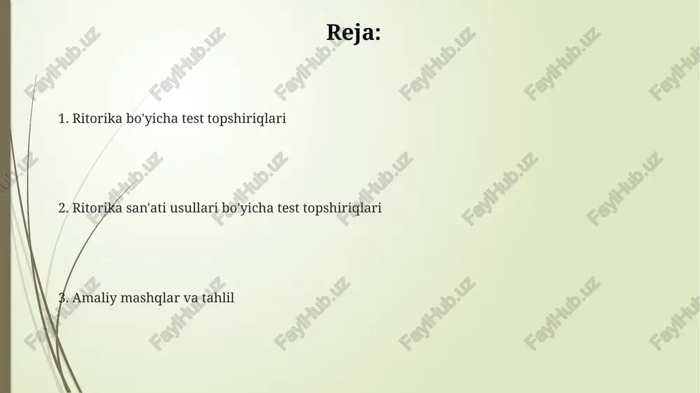 eduksiya (umumiy qoidadan xulosaga), induksiya (xususiy holatlardan umumiy qoidaga) va analogiya (o'xshashlik asosida xulosa chiqarish). dalillashning bevosita usulida, a tezisni isbotlash uchun b argumentlardan foydalaniladi, bunda a va b o'rtasida mantiqiy bog'liqlik mavjudligi 100% isbotlangan. dalillashning bilvosita usulida, a tezisni rad etish o'rniga, unga zid bo'lgan b antitezis rad etiladi; agar b noto'g'ri bo'lsa, unda a 100% to'g'ri bo'ladi. nutqning tuzilishi: test topshiriqlari mantiqiy bog'liqlikni tekshirish uchun test topshiriqlari so'zlarning ketma-ketligi va dalillarning mustahkamligini aniqlashga qaratilgan, 5 ta asosiy tushuncha bilan bog'liq. nutq tuzilishini baholashda 3 ta asosiy elementga e'tibor qaratiladi: kirish qismi, asosiy qism va xulosa, har birining vazifasi aniq belgilab qo'yilgan testlarda. testlar nutqning 4 xil uslubini, jumladan tavsif, hikoya, bahs va tahlilni qamrab oladi, har biri uchun turli xil baholash mezonlari qo'llaniladi. nutq uslubi va ohang: o'zlashtirishni tekshirish o'zlashtirishni tekshirish 3 ta asosiy ko'nikmaga (tinglash, tushunish, javob berish) e'tibor qaratadi, har bir ko'nikma 7 ballik shkala bo'yicha …
