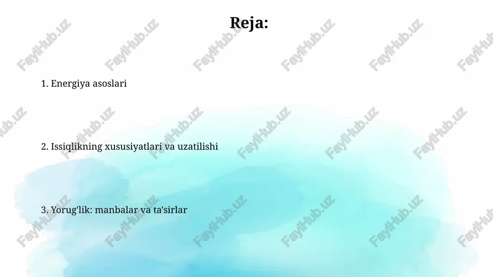 trik effektda isbotlangan. yorug'lik tezligi vakuumda taxminan 299,792,458 metr/sekundga teng, bu universal doimiy bo'lib, nisbiylik nazariyasida muhim rol o'ynaydi va vaqtning kengayishiga ta'sir qiladi. yorug'lik manbalari yoritish manbalarining spektral tarkibi muhim, chunki u rangni ko'rishni aniqlaydi; masalan, natriy lampalarida tor spektr mavjud, bu esa ranglarni buzib ko'rsatadi. qizdirma lampalar issiqlik hosil qilish orqali yorug'lik chiqaradi, ularning samaradorligi past, chunki energiyaning atigi 5-10% i yorug'likka aylanadi, qolgani issiqlikka aylanadi. spektr va ranglar spektrning ko'rinadigan qismi 400 nanometrdan (binafsha) 700 nanometrgacha (qizil) to'lqin uzunliklarini o'z ichiga oladi, har bir to'lqin uzunligi o'ziga xos rangni yaratadi. issiqlik harorati ortishi bilan, qora jism nurlanishi spektri qizildan ko'k rangga siljiydi, masalan, 800k da qizg'ish, 6000k da esa oq rang hosil qiladi. energiya konversiyasi energiya konversiyasi issiqlik dvigatellarida, masalan, ichki yonuv dvigatellarida, kimyoviy energiyani issiqlik energiyasiga aylantirib, keyin mexanik energiyaga aylantirish orqali amalga oshiriladi, unumdorligi 20-50% ni tashkil qiladi. fotoelektrik konversiya quyosh nurining fotonlarini yarimo'tkazgich materiallari …