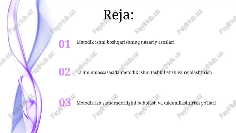 od birlashmalar va ijodiy guruhlarni o'z ichiga oladi, ularning har biri o'z vazifalariga ega. muassasa rahbariyati metodik xizmat faoliyatini nazorat qiladi, metodist esa o'quv jarayonini metodik ta'minlash, tahlil qilish va rivojlantirishni muvofiqlashtiradi. metodik ish shakllari o'quv-metodik kengashlar pedagogik jamoaning 70% ishtirokida o'tkaziladi, bu esa o'quv dasturlarini takomillashtirish va yangi 3d resurslarni joriy etish bo'yicha kollegial qarorlar qabul qilish imkonini beradi. metodik ish shakllari 12 turga bo'linadi, jumladan, seminar-treninglar, ularning maqsadi o'qituvchilarning 21-asr ko'nikmalarini rivojlantirish va o'qitish texnologiyalarini o'zlashtirishdir. o'qituvchilarning kasbiy mahoratini oshirish pedagoglarning kasbiy mahoratini oshirish - bu uzluksiz jarayon bo'lib, kamida 5 yilda bir marta malaka oshirish kurslarida 144 soatdan kam bo'lmagan o'qishni nazarda tutadi. o'qituvchilarning kasbiy mahoratini oshirishda "usta-shogird" usuli muhim ahamiyatga ega, bunda kamida 3 yillik tajribaga ega ustozlar yosh o'qituvchilarga ko'maklashadi. pedagogik kengashlar pedagogik kengashlar taʼlim sifatini oshirish maqsadida oʻquv rejalari, dasturlari va metodik materiallarni muhokama qilish uchun kamida 5 aʼzodan iborat boʻlgan majlislarni oʻtkazadi. pedagogik …
