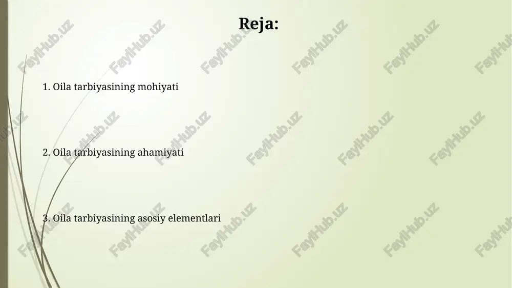 atvoriga 50% gacha ta'sir qiladi, agressiya va itoatkorlik darajasini belgilaydi. bolaning shaxsiy rivojlanishida oilaning o'rni oila ilk ijtimoiy muhit bo'lib, bolaning shaxsiy rivojlanishidagi dastlabki qadamlari aynan shu yerda shakllanadi, uning dunyoqarashi va qadriyat tizimini belgilab beradi. oila a'zolarining o'zaro munosabatlari bola uchun namuna vazifasini o'taydi, bu esa uning kelajakdagi ijtimoiy hayotida 80 foizgacha ta'sir ko'rsatishi mumkin, shuning uchun ibrat muhim. oila tarbiyasida milliy qadriyatlar milliy qadriyatlar oilada 3 avlod vakillari o'rtasida o'zaro hurmat, mehr-oqibat va an'analarni saqlash orqali shakllanadi, bu esa jamiyat barqarorligini ta'minlaydi. o'zbek oilalarida 7 yoshdan boshlab bolalarga mehnatsevarlik, halollik va kattalarga itoatkorlik kabi axloqiy normalarni singdirish orqali milliy qadriyatlar rivojlantiriladi. oila va jamiyat munosabatlari oilaviy munosabatlar jamiyatning 1-darajali birligi bo'lib, uning barqarorligi va rivojlanishi bevosita oilaning axloqiy qadriyatlari bilan bog'liqdir. oilalar jamiyat uchun mehnat resurslarini yetkazib beradi; 2023-yilgi demografik tadqiqotlar bu aloqadorlikning muhimligini tasdiqlaydi. oila tarbiyasidagi zamonaviy tendentsiyalar raqamli tarbiya kuchaymoqda: bolalar erta yoshdan gadjetlardan foydalanishi, ota-onalar …