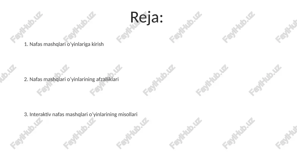 inuvini 10-15% ga yaxshilaydi, tananing kislorod bilan ta'minlanishini optimallashtiradi va chidamlilikni oshiradi. o'yin shaklida nafas mashqlari stress gormoni kortizol darajasini 20-25% ga kamaytiradi, bu esa xotirani yaxshilaydi va diqqatni jamlash qobiliyatini 30% gacha oshiradi. regulyar nafas o'yinlari parasempatik nerv tizimini faollashtiradi, yurak urish tezligini 5-10 zarba/daqiqaga sekinlashtiradi va qon bosimini 3-5 mmhg ga pasaytiradi. nafas mashqlari o'yinlari turlari diafragma nafas mashqlari o'yinlari, masalan, 'qorin raqsi,' chuqur nafas olishni rag'batlantiradi va qorin mushaklarini faollashtiradi, bu esa 5 dan 10 daqiqagacha takrorlanadi. quti nafas olish o'yinlari, to'rt tomonlama nafas olish ritmini (4 soniya ushlab turish, 4 soniya chiqarish) o'z ichiga oladi, stressni kamaytirish va diqqatni jamlash uchun kuniga 3-5 daqiqa davomida mashq qilinadi. alternativ burun teshigi nafas olish o'yinlari, 'nadi shodhana' deb nomlanadi, burun teshiklarini navbatma-navbat yopish orqali nafas olishni muvozanatlashtiradi va 5-15 daqiqa davom etadi. o'yin orqali nafasni o'rgatish "o'yin orqali nafasni o'rgatish" bolalarda diafragma nafasini rivojlantirishga yordam beradi, bu esa …