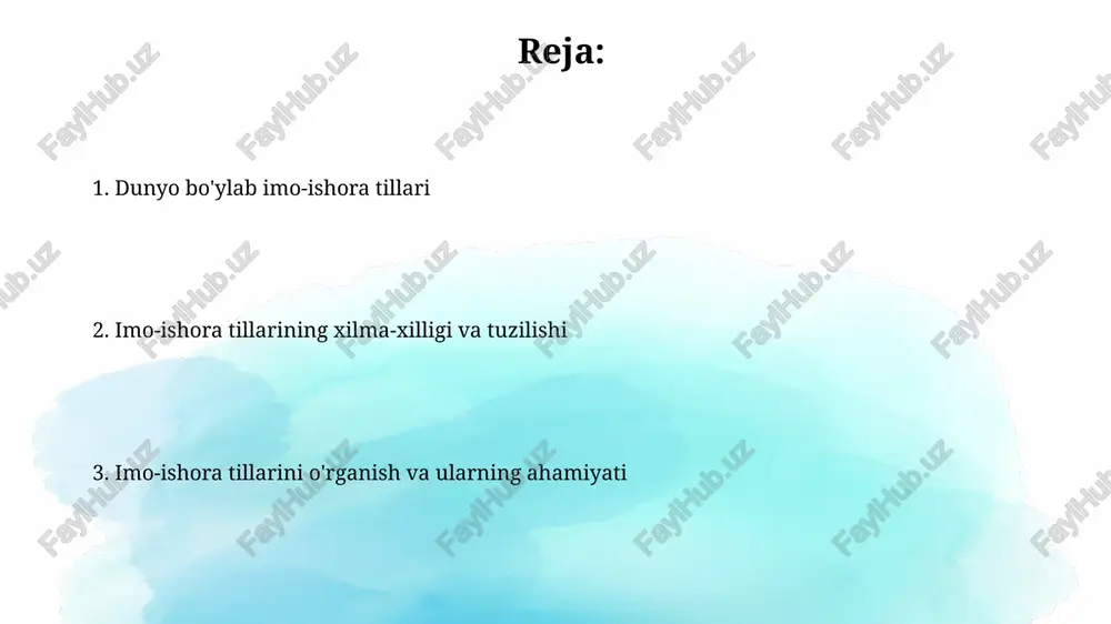 'lim va ommaviy axborot vositalarida keng qo'llaniladi. fransuz imo-ishora tili (lsf) ko'plab imo-ishora tillariga, jumladan, aslga ta'sir ko'rsatgan, 100,000 dan ortiq kishi uning lingvistik merosini saqlab qolgan. milliy sign tillari va mintaqaviy dialektlar milliy imo-ishora tillari, masalan, turk imo-ishora tili (ti̇d) 1950-yillarda istanbul va anqarada paydo bo'lgan bo'lib, o'ziga xos grammatika va lug'atga ega. o'zbekistonda imo-ishora tili dialektlari mavjud bo'lib, ular samarqand, buxoro va farg'ona kabi mintaqalarda qo'llaniladi, lekin standartlashtirilmagan. sign tillarining tan olinishi va huquqiy maqomi ko'pgina davlatlar signallar tillarini milliy tillar sifatida tan olishadi, bu esa ta'lim, huquqiy himoya va ommaviy axborot vositalarida ularning qo'llanilishini kafolatlaydi. ba'zi mamlakatlarda, masalan, yangi zelandiyada, signallar tili konstitutsiyaviy maqomga ega bo'lib, bu uning muhimligini va himoyalanishga loyiqligini ta'kidlaydi. sign tillarini o'rganish va o'qitish sign tillarini o'rganishda lingvistik tahlil muhim, bunda fonologiya, morfologiya va sintaksis kabi 3 asosiy tarkibiy qism chuqur o'rganiladi. sign tillarini o'qitishda zamonaviy texnologiyalardan, masalan, 3d animatsiya va virtual reallikdan …