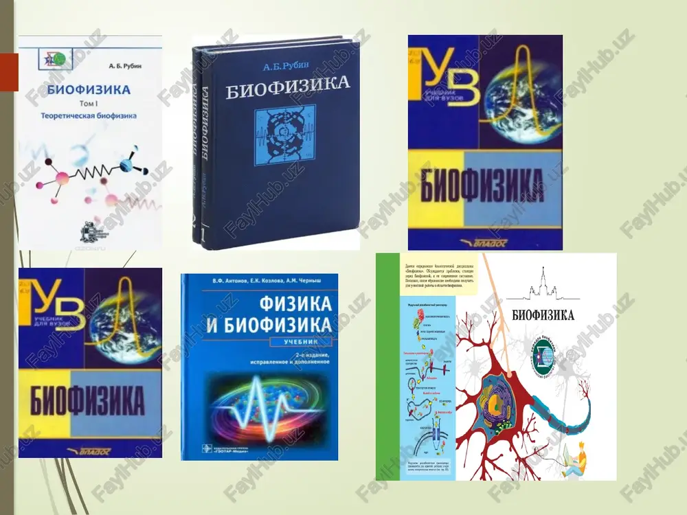 jarayonlarni umumbiologik qonuniyatlar bilan o'rganadi. quyida «biofizika» faniga berilgan ayrim ta’riflarni keltiramiz: biofizika – tirik tizimlarga fizik va fizik–kimyoviy qonuniyatlar ta’sirini o’rganuvchi fan hisoblanadi. biofizika – bu zamonaviy fizik–kimyoviy tasavvurlar asosida, tirik materiyaning tuzilishi va funktsiyasining nazariy jihatdan tashkillanishi va tuzilish modellari haqidagi fan hisoblanadi. biofizika – bu tashqi muhit bilan chambarchas bog`liqlikka ega bo’lgan tirik obektlarda amalga oshuvchi fizik–kimyoviy hodisalar va jarayonlar haqidagi tabiiy fan hisoblanadi. biofizika – biologik masalalarni fizik konsepsiya tushunchalari asosida hal qiluvchi fan hisoblanadi biofizika – bu o’sish va rivojlanish, repoduksiya, metabolizm jarayonlari amalda yashashi bilan tavsiflanuvchi hayot haqidagi fan masalalariga oydinlik kiritish uchun fizikaga oid bilimlar, uslublar, yondashuvlarning tadbiq etilishi hisoblanadi. biofizika – tirik organizmlar fizikasi hisoblanadi. biofizika – bu barcha darajalarda (malekulyar darajadan biosferagacha) biologik tizimlarning tashkillanish va funktsiya bajarishida qayd qilinuvchi fizik va fizik–kimyoviy tamoyillar, shuningdek ularning matematik tavsiflanishi bilan shug’ullanuvchi tabiatshunoslik bo’limi hisoblanadi. biofizika nima?- qisqasi, biologiya (tirik mavjudotlarni barcha murakkabliklarini …