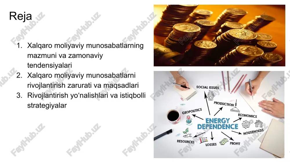 mundell-fleming modeli asosida ochiq iqtisodiyotda pul-kredit va fiskal siyosat muvozanati zarurligi. real fakt: oecd hisobotlariga ko‘ra, xalqaro moliyaviy integratsiya darajasi yuqori bo‘lgan davlatlar (masalan, singapur, niderlandiya) iqtisodiy o‘sishni 1.5-2 baravar tezlashtirgan. makroiqtisodiy stabillikni ta’minlash: jahon banki tadqiqotlariga ko‘ra, xalqaro moliyaviy oqimlardan to‘g‘ri foydalanilgan davlatlarda inflyatsiya, valyuta kursi va tashqi qarz darajasi barqarorroq bo‘ladi. kapital yetishmovchiligi muammosini hal qilish: rivojlanayotgan mamlakatlarda yillik $2.5 trillion sarmoya yetishmovchiligi mavjud (unctad, 2022). iqtisodiy diplomatiya vositasi: moliyaviy aloqalar xalqaro siyosatda "yumshoq kuch" sifatida ham ishlatiladi — masalan, jahon banki orqali berilgan grantlar va kreditlar siyosiy hamkorlikni mustahkamlashda foydali bo‘lgan. rivojlantirish yo‘nalishlari va istiqbolli strategiyalar asosiy yo‘nalishlar: xalqaro moliyaviy institutlar bilan hamkorlikni kuchaytirish mahalliy bank tizimini xalqaro standartlarga moslashtirish (basel iii) fintech va raqamli valyutalarni xalqaro moliyaga integratsiya qilish amaliy misol: xitoyning “belt and road initiative” doirasida 2022-yilda 60 dan ortiq davlatda infratuzilmaviy loyihalar uchun $100 mlrd dan ortiq sarmoya ajratilgan. ilmiy manba: imf va world …