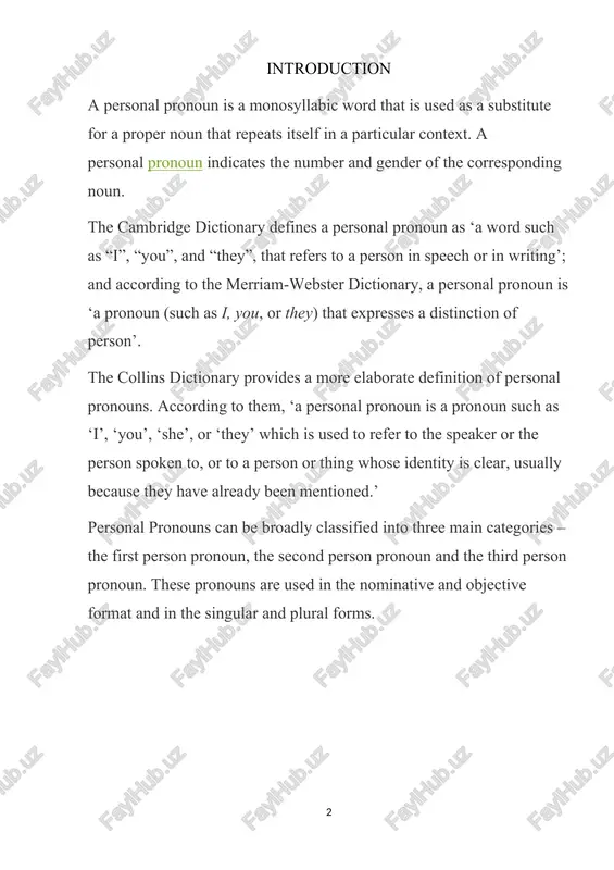 i. what are personal pronouns? 1.1. subject and object pronouns a personal pronoun is a short word we use as a simple substitute for the proper name of a person. each of the english personal pronouns shows us the grammatical person, gender, number, and case of the noun it replaces. i, you, he, she, it, we they, me, him, her, us, and them are all personal pronouns. personal pronouns are the stunt doubles of grammar; they stand in for the people (and perhaps animals) who star in our sentences. they allow us to speak and write with economy because they enable us to avoid repeating cumbersome proper nouns all the livelong day. archbishop desmond tutu was born in 1931 in south africa, and bishop desmond tutu rose to international fame in the 1980s as an opponent of apartheid. the nobel peace prize was awarded to bishop desmond tutu in 1984. …