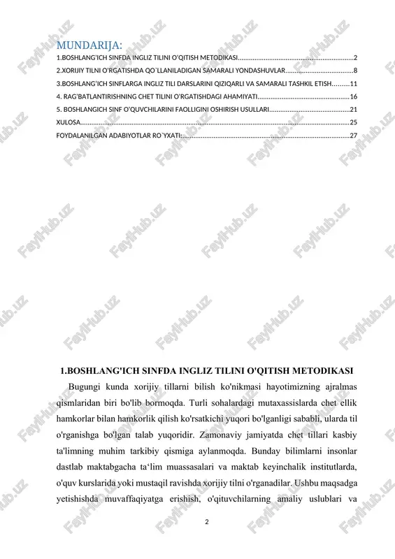 , ularda taqlid qilish xususiyati kuchli ekanligi, kattalarga qaraganda bolalar vaqtining ko'pligi buning asosiy sabablaridandir. shuni e'tiborga olish kerakki, 6–7 yoshli bolalar ma'lumotlar ma'nosini tushunib emas, uni mexanik tarzda yodlaydi. shuning uchun boshlang'ich sinf o'quvchilariga ingliz tilini o'rgatishni grammatik tushuncha berishdan boshlamaslik zarur. aks holda chet tilini o'rgatishning dastlabki qadamidanoq bolani zo'riqtirib qo'yish va qiziqishini so'ndirib qo'yish mumkin. shunday ekan, kichik yoshdagi bolalarga xorijiy tilni o'rgatish ancha mushkul va mas'uliyatli. [1: brown.d.h. teaching by principles. an integrative approach to language pedagogy. –ny.: pearson longman, 2007. – 570 p. ] bolalarga ingliz tilini mazmunli va qiziqarli o'rgatish uchun quyidagi usullardan foydalanish mumkin: - qo'shiq va she'rlar orqali tushuntirish yoki esda qolishi qiyin bo'lgan, ma'noga ega bo'lmagan harf yoki birikmalarni kuyga solib o'rgatish. bunga misol qilib, bolalarning ingliz tili alifbosini qo'shiq qilib o'rganishlari shunchaki yodlashdan ko'ra samarali ekanligini ko'rsatish mumkin. - aqliy va jismoniy harakatlar bilan bo'g'liq bo'lgan o'yinlar; - multfilmlar; bolalar …