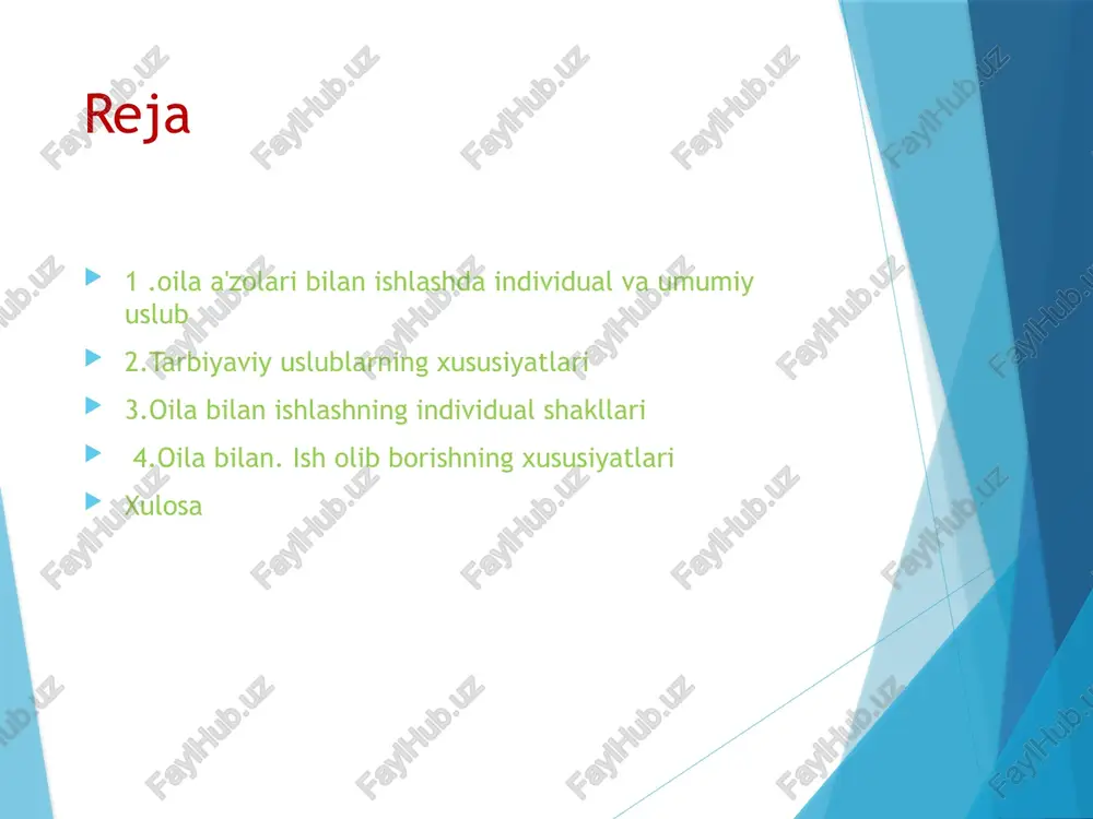 slubi bilan ota onalar bolaning shaxsiga ,uning oiladagi faol roliga ,o‘z hayotiga e'tibor berishadi.bola mustaqil o‘ziga xos shaxs sifatida tarbiyalanadi bunday oilada deyarli jismoniy jazo va og‘zaki tajovuz yo‘q ota onalar bolalari bilan muloqotda mantiqdan foydalanishga harakat qilishadi ularni rozi qilishga intilishadi effektlari o‘zini yuqori baholash ,o‘zini qabul qilish ,o‘zini tuta bilish . qarorlarni mustaqil ravishda qabul qilish va ularning harakatlari uchun javobgarlik qobilyati tashabbus va fidoiylik boshqalar bilan yaqin va do‘stona munosabatlarni o‘rnatish qobilyati muzokaralar olib borish murosasiz yechimlarni topish qobilyati o‘zingizning fikringiz va boshqalarning fikri bilan hisoblash qobiliyatiga ega bo‘lish nufuzli ta'lim uslubi bilan bola shaxsining eng uyg‘un va ko‘p qirrali rivojlanishi sodir bo‘ladi bunday oilada tarbiyalangan bolaga quyidagilar xosdir avtoritar uslub ushbuslubga rioya qilgan ota onalar boladan yuqori yutuqlar talab qiladilar ,muvaffaqiyatsizliklar uchun jazolaydilar ,qattiq nazorat qiladilar ,bolaning shaxsiy makoniga kirib boradilar ,zo‘rlik bilan bostiradilar bola uchun hamma narsani hal qiladilar bolaning shaxsiy fikri bilan qiziqmaydilar uning …