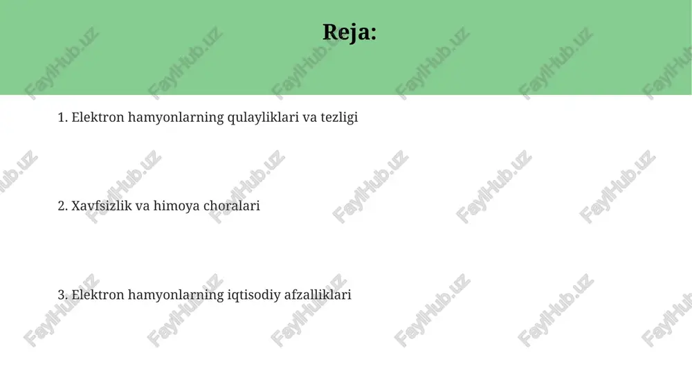 talab qiladi. xarajatlarni kuzatish imkoniyati elektron hamyonlar xarajatlarni avtomatik ravishda kuzatish imkonini beradi, har bir tranzaksiya qayd etilib, sarflangan mablag'lar haqida 30 kunlik hisobotlar yaratiladi. elektron hamyon ilovalaridagi xarajatlarni kuzatish vositalari foydalanuvchilarga xarajatlarni toifalarga ajratishga yordam beradi, masalan, oziq-ovqat, transport va ko'ngil ochish uchun 15% byudjet ajratish imkonini beradi. ba'zi elektron hamyonlar ai tahlilidan foydalanib xarajatlarni kuzatadi, oylik sarf-xarajatlar tendensiyalarini aniqlaydi va 25% gacha tejash uchun byudjetni optimallashtirish bo'yicha maslahatlar beradi. mukofotlar va chegirmalar ba'zi elektron hamyonlar har bir tranzaksiya uchun bonus ballar yoki cashback shaklida mukofotlar taqdim etadi, bu esa foydalanuvchilarga kelajakdagi xaridlarda pul tejash imkonini beradi. elektron hamyonlar orqali to'lovlar uchun ko'plab savdo nuqtalari 5% dan 15% gacha chegirmalar taklif etadi, bu esa xaridorlarga sezilarli mablag'larni tejashga yordam beradi. elektron hamyonlar ko'pincha eksklyuziv chegirmalar va aksiyalar uchun mo'ljallangan, masalan, ma'lum do'konlarda 20% chegirma yoki 10 000 so'mdan ortiq xaridlarda bepul yetkazib berish kabi. global qabul qilinish transchegaraviy to'lovlar …