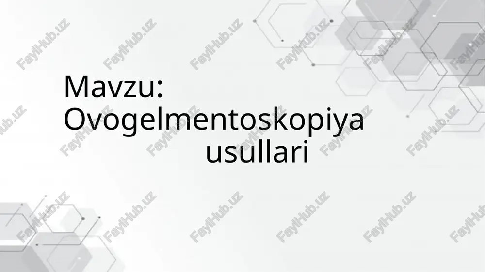 buyum oynasiga tomiziladi, so'ng no'xat kat- taligidagi axlatni yog'och tayoqcha bilan olib glitserin eritmasiga yaxshilab aralashtiri- ladi. axlat surkalgan buyum oynasi qoplagich oynacha bilan yopilib, mikroskop ostida tekshiriladi 2. cho’ktirish usuli (teleman usuli). axlatning besh joyidan no'xat kattaligida namuna olinib, probirkaga solinadi, ustidan kuchli xlorat kislotasi va unga teng miqdorda efir quyiladi, so'ngra shisha tayoqcha bilan yaxshilab aralashtiriladi. hosil bo'lgan ara- lashma qil elakda suzilib, probirkalarga quyiladi.va 1 daqiqa sentrifugada aylantiriladi. natijada probirkalarda uchta aniq qatlam hosil bo'ladi: ustki qatlamda erigan yog', o'r- tada kislotada erigan oqsil moddali qavat va pastki qatlamda erimagan moddalarning zarrachalari, kletchatka, tuzlar va hokazolar. shu qatlamda gelmintlarning tuxumi ham bo'ladi. pipetka yordamida ana shu uchinchi qatlamdan namuna olinib, buyum oynasiga surkaladi va ustini qoplagich oynacha bilan yopib, mikroskop ostida tekshiriladi 3. flotatsiya (qalqib chiqish) usuli. qalqib chiqish usuli birinchi marta 1911 -yilda rus gelmintologi ginzburg tomonidan taklif qilingan bo'lib, keyinchalik bir necha olimlar tomonidan takomillashtirilgan …