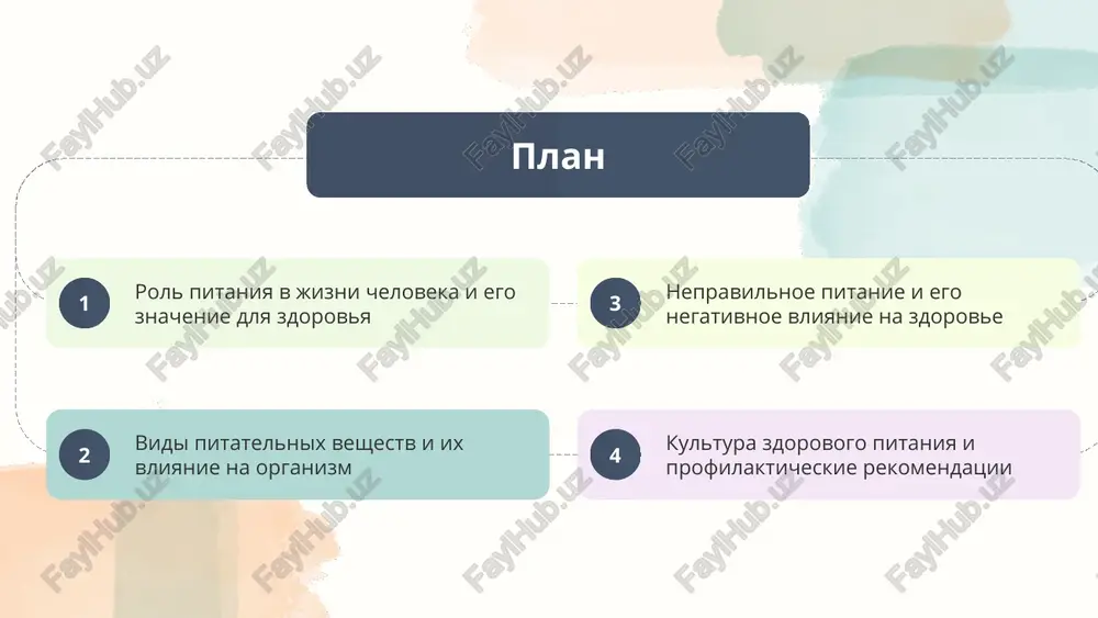 sudistim i drugim xronicheskim zabolevaniyam. printsipi zdorovogo pitaniya vklyuchayut sbalansirovanniy ratsion, ejednevnoe potreblenie dostatochnogo kolichestva belkov, jirov i uglevodov, dostatochnoe kolichestvo ovoshey i fruktov, a takje soblyudenie normi potrebleniya vodi. pravilnoe i sbalansirovannoe pitanie obespechivaet normalnoe funktsionirovanie organizma, sposobstvuet dolgoy i zdorovoy jizni cheloveka. znachimost pitaniya zaklyuchaetsya v tom, chto ono podderjivaet vse jiznennie protsessi i igraet nezamenimuyu rol v profilaktike zabolevaniy. belki yavlyayutsya osnovnim stroitelnim materialom organizma i igrayut klyuchevuyu rol v vosstanovlenii kletok i tkaney. oni takje vxodyat v sostav fermentov i gormonov. jiri slujat dolgosrochnim istochnikom energii i sposobstvuyut usvoeniyu jirorastvorimix vitaminov. uglevodi obespechivayut bistriy pritok energii i podderjivayut deyatelnost mozga. vitamini uchastvuyut v metabolicheskix protsessax, ukreplyayut immunnuyu sistemu i zashishayut organizm ot zabolevaniy. minerali neobxodimi dlya prochnosti kostey i zubov, sostava krovi i raboti nervnoy sistemi. kajdoe pitatelnoe veshestvo vipolnyaet unikalnie funktsii i yavlyaetsya vajnim dlya normalnogo funktsionirovaniya organizma. balans belkov, jirov i uglevodov v ratsione …