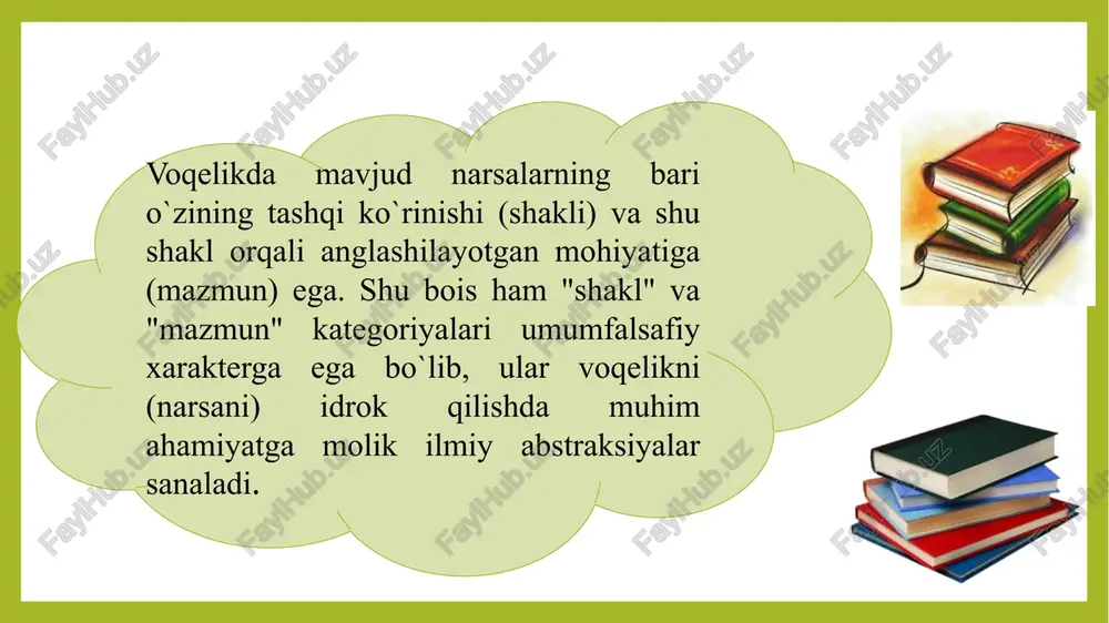 muhim sharti. mazmunning shaklga o`tish hodisasi genetik asosga egadir. buni muayyan turg`un janrlar misolida ham ko`rish mumkin. masalan, "g`azal" janri dastlab paydo bo`lganida mazmun hodisasi edi. uning mazmun hodisasi bo`lganligi so`zning lug`aviy ma'nosi bilan izohlanishi mumkin. ya'ni, so`z ma'nosidan kelib chiqsak, "ayollarga xushomad, muhabbat" mazmunidagi she'riy asar g`azal deyilgan. keyincha, g`azal shu mazmunni ifodalash uchun eng muvofiq shaklga ega bo`lgach, u asta-sekin shakl hodisasiga — o`zining muayyan shakliy belgilariga (ikki misrali bandlardan tarkib topishi, 3 baytdan 19 baytgacha hajmda bo`lishi, dastlabki baytda misralarning o`zaro qofiyalanishi va keyingi baytlardagi ikkinchi misraning birinchi baytga qofiyadosh bo`lishi) ega turg`un she'riy janrga aylandiki, endi bu shakl vositasida turfa mazmunlar (falsafiy, tasavvufiy, hajviy va b.) ifoda etila boshlandi badiiy asar qimmatini belgilashda mazmun va shaklning uyg`un muvofiqligi eng muhim mezonlardan sanaladi. badiiyat go`zal shaklda ifodalangan aktual, umuminsoniy qadriyatlarga mos mazmunni taqozo qiladi. adabiyotshunos badiiy asarni tahlil qilarkan, uning diqqat markazida shakl yoki mazmun turishi mumkin. …