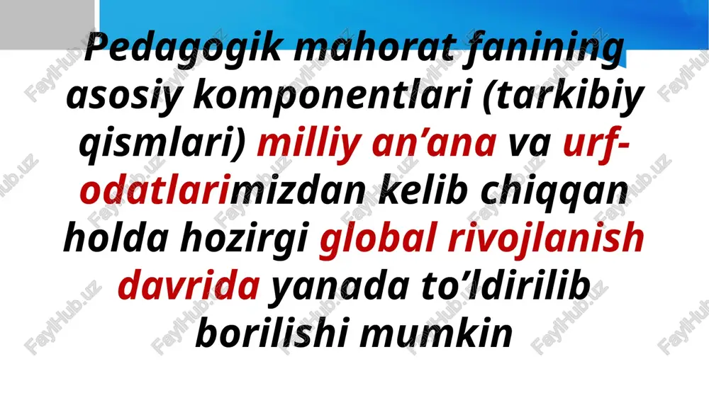 i. – toshkent: “fan va texnologiya”, 2020. 6. yuldashev a.x., qurbonov s.q. pedagogika nazariyasi va metodikasi. – toshkent: “iqtisod-moliya”, 2019. 7. xodiyev n.x., eshchanova d.a. o‘zbekiston ta’lim tizimi: tarix va zamonaviylik. – toshkent: “innovatsiya ziyo”, 2021. 8. normatov a.a. zamonaviy ta’lim texnologiyalari. – toshkent: “ilm ziyo”, 2020. foydalanilgan adabiyotlar image2.jpeg image3.png image1.jpeg /docprops/thumbnail.jpeg
