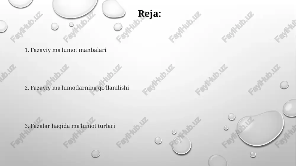 , har biri turli darajadagi tafsilotlarni taqdim etadi. ma'lumotlar tahlili va qayta ishlash fazaviy axborot turlari: amplituda, chastota va faz. fazaviy ma'lumot manbalari: tajriba o'lchovlari, simulyatsiyalar va nazariy modellar. ma'lumotlarni tahlil qilish va qayta ishlash: xom ma'lumotlarni ma'noli tushunchalarga aylantirish. fazalar haqida ma'lumot turlari nisbi faz: signallar orasidagi fazaviy farq. fazaviy ma'lumot manbalari: o'lchovlar, simulyatsiyalar va analitik hisob-kitoblar. mutlaq faz: belgilangan vaqtda signalning aniq fazi. tajriba o'lchovlari fazaviy ma'lumot manbalari: sensorlar, aloqa signallari va fizik hodisalar. fazani to'g'ridan-to'g'ri o'lchash: interferometriya yoki difraksiya usullari yordamida. fazaviy ma'lumot turlari: amplituda, chastota va kelish vaqti ma'lumotlari. fazaviy siljish fazaviy ma'lumot manbalari: ossilloskop o'lchovlari, furye tahlili va signalni qayta ishlash usullari. fazalar siljishi turlari: oldinda, orqada va sinxron. fazaviy siljish: bir xil chastotali ikki to'lqin shakli o'rtasidagi vaqt farqi. xulosa manba: fazavi ma'lumotni turli manbalardan, jumladan, pilot tonlaridan, ma'lum belgilar va uzatilayotgan signalning o'ziga xos xususiyatlaridan olish mumkin. xulosa: fazaviy ma'lumotlar signallarni nisbiy vaqtini …